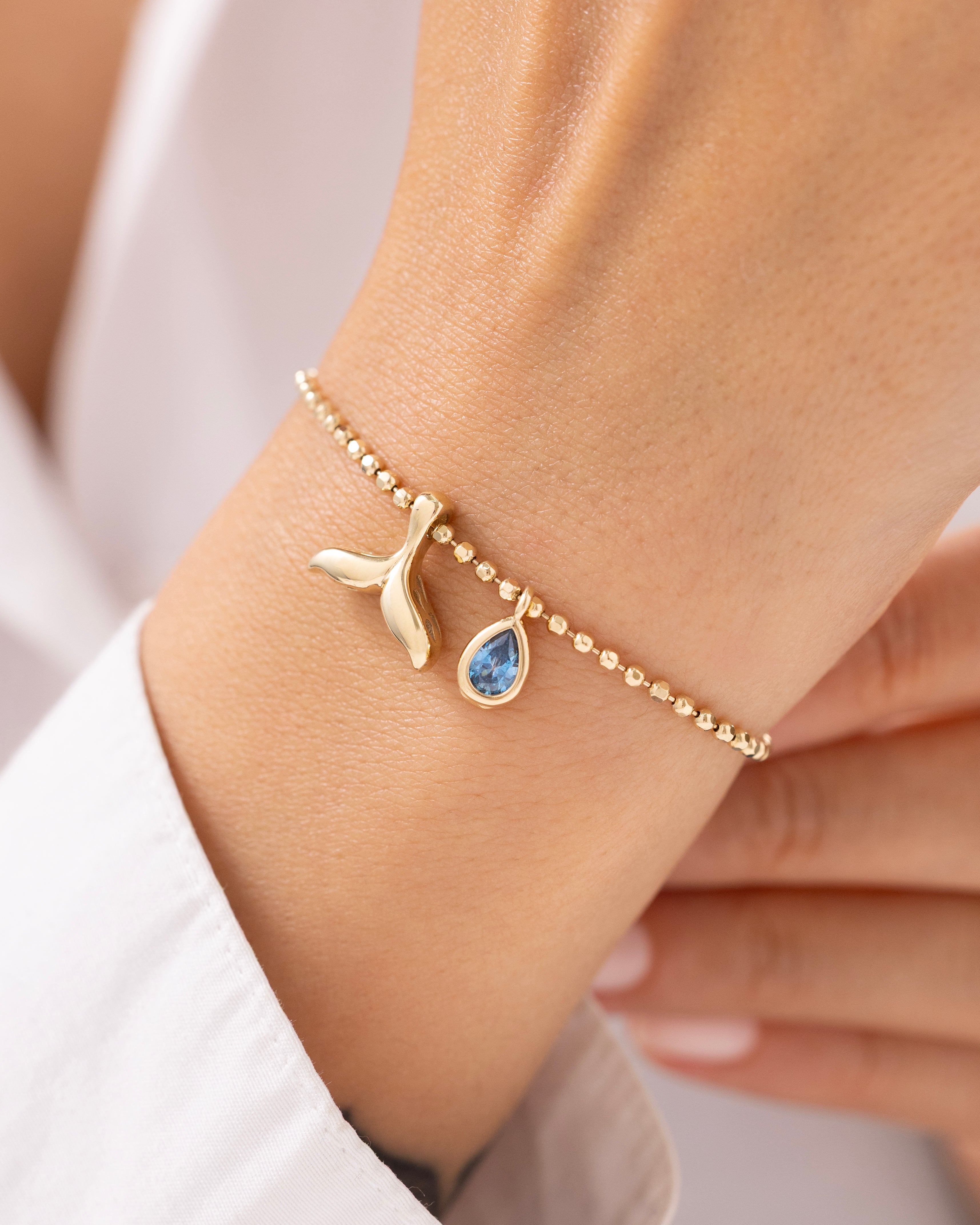 Cetaş Aqualis Doğal Taşlı 14 Ayar Altın Bileklik