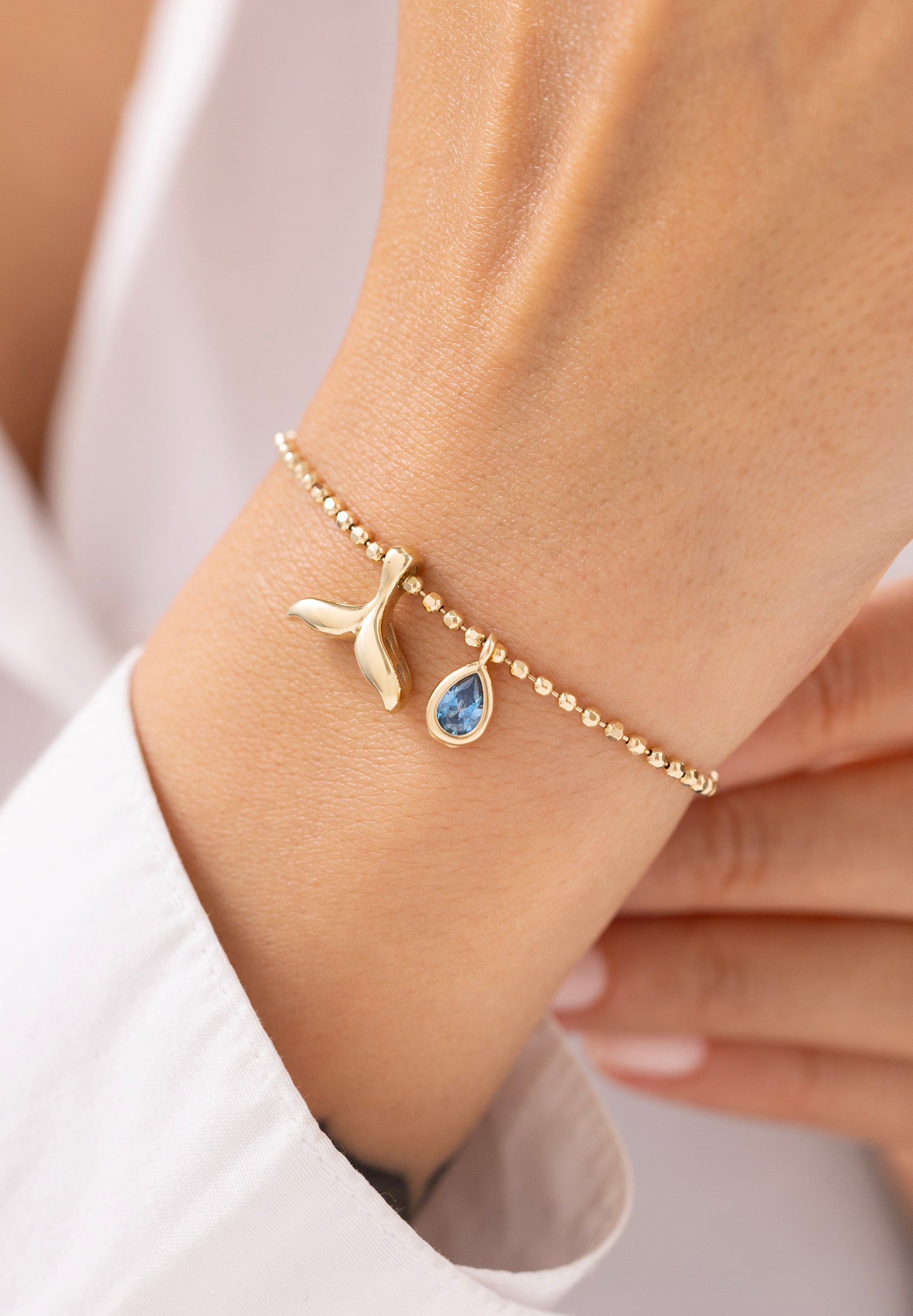 Cetaş Aqualis Doğal Taşlı 14 Ayar Altın Bileklik