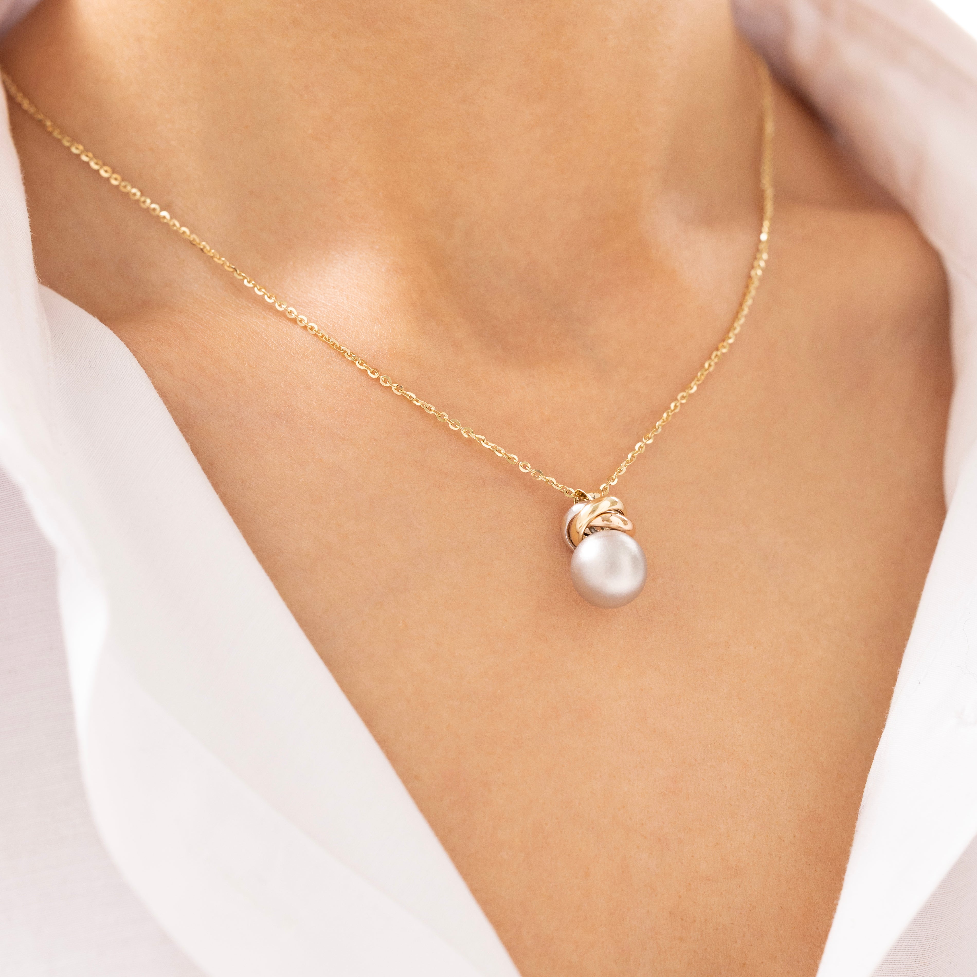 Cetaş Eterna Üç Renkli Düğüm 14 Ayar Altın Kolye