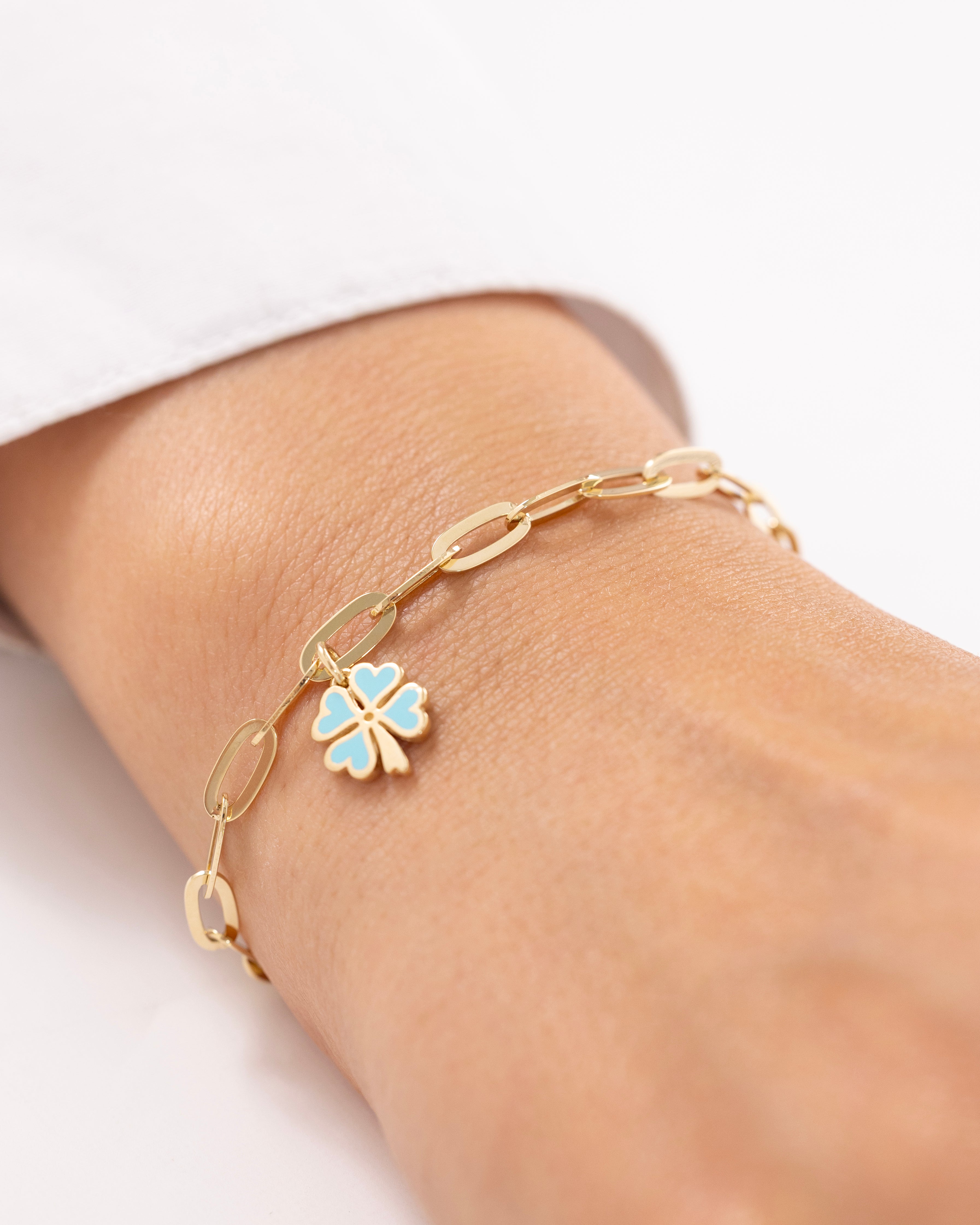 Cetaş Eterna Mavi Yonca 14 Ayar Altın Bileklik