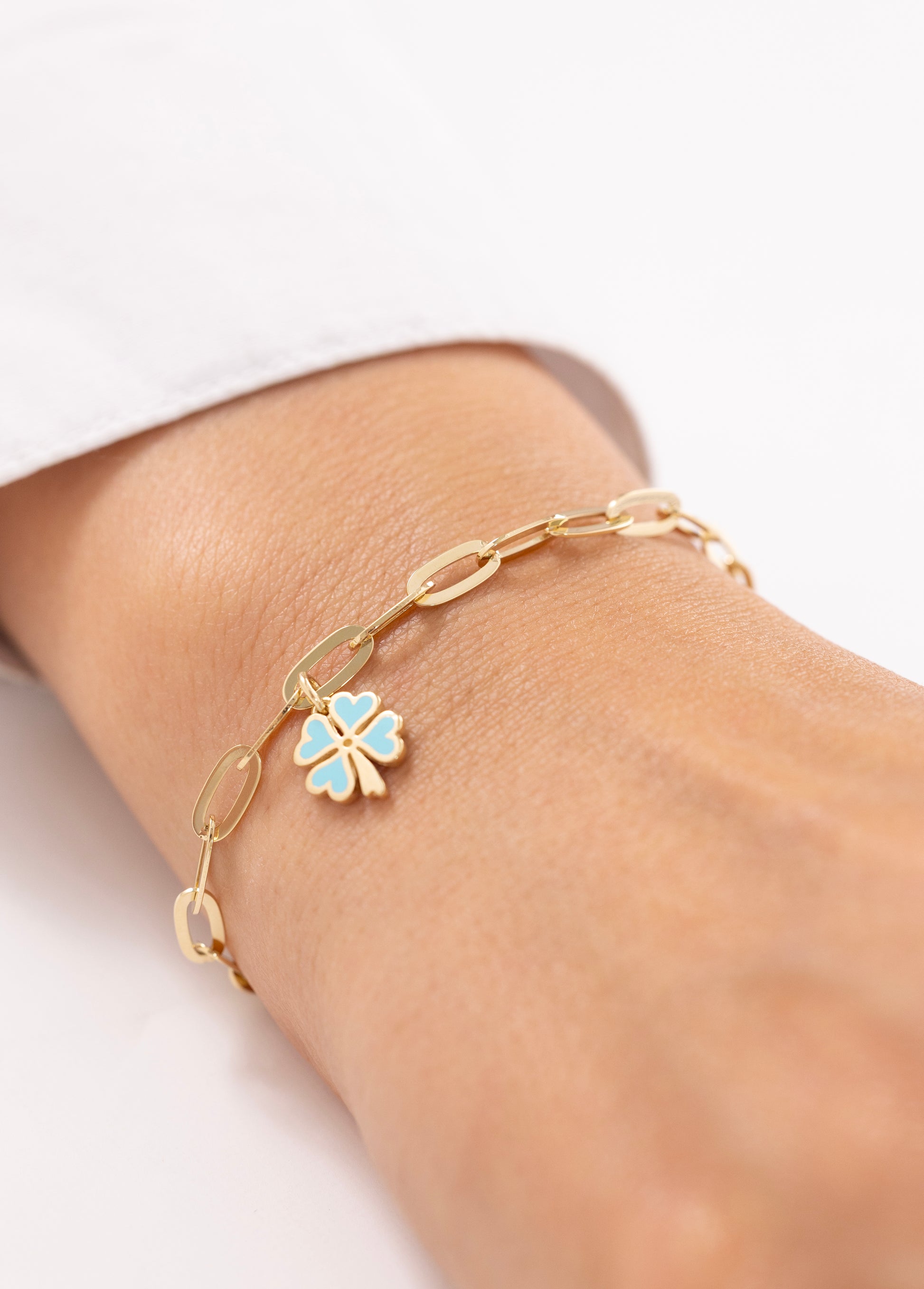 Cetaş Eterna Mavi Yonca 14 Ayar Altın Bileklik