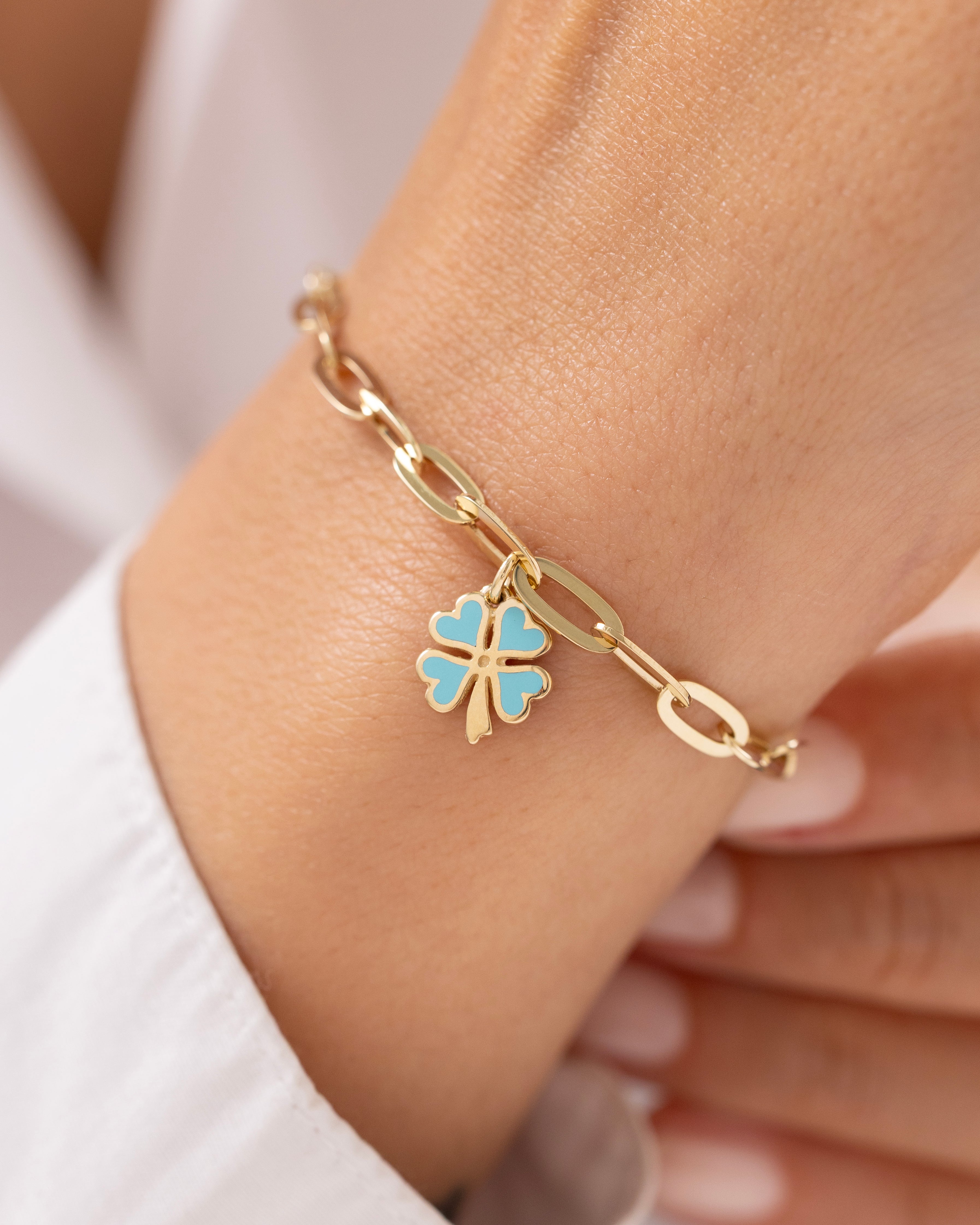 Cetaş Eterna Mavi Yonca 14 Ayar Altın Bileklik