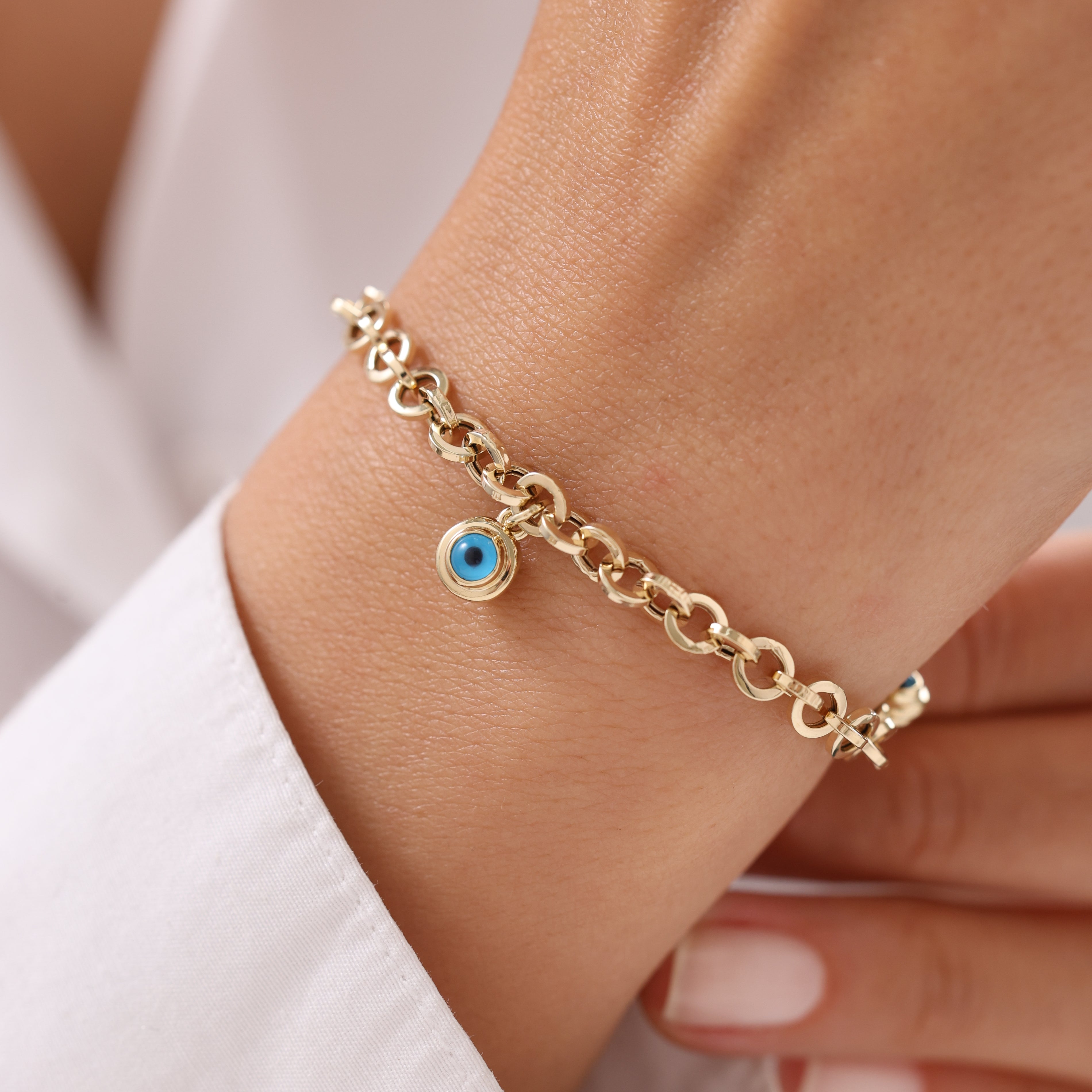 Cetaş Fortuna Nazar Charmlı 14 Ayar Altın Bileklik