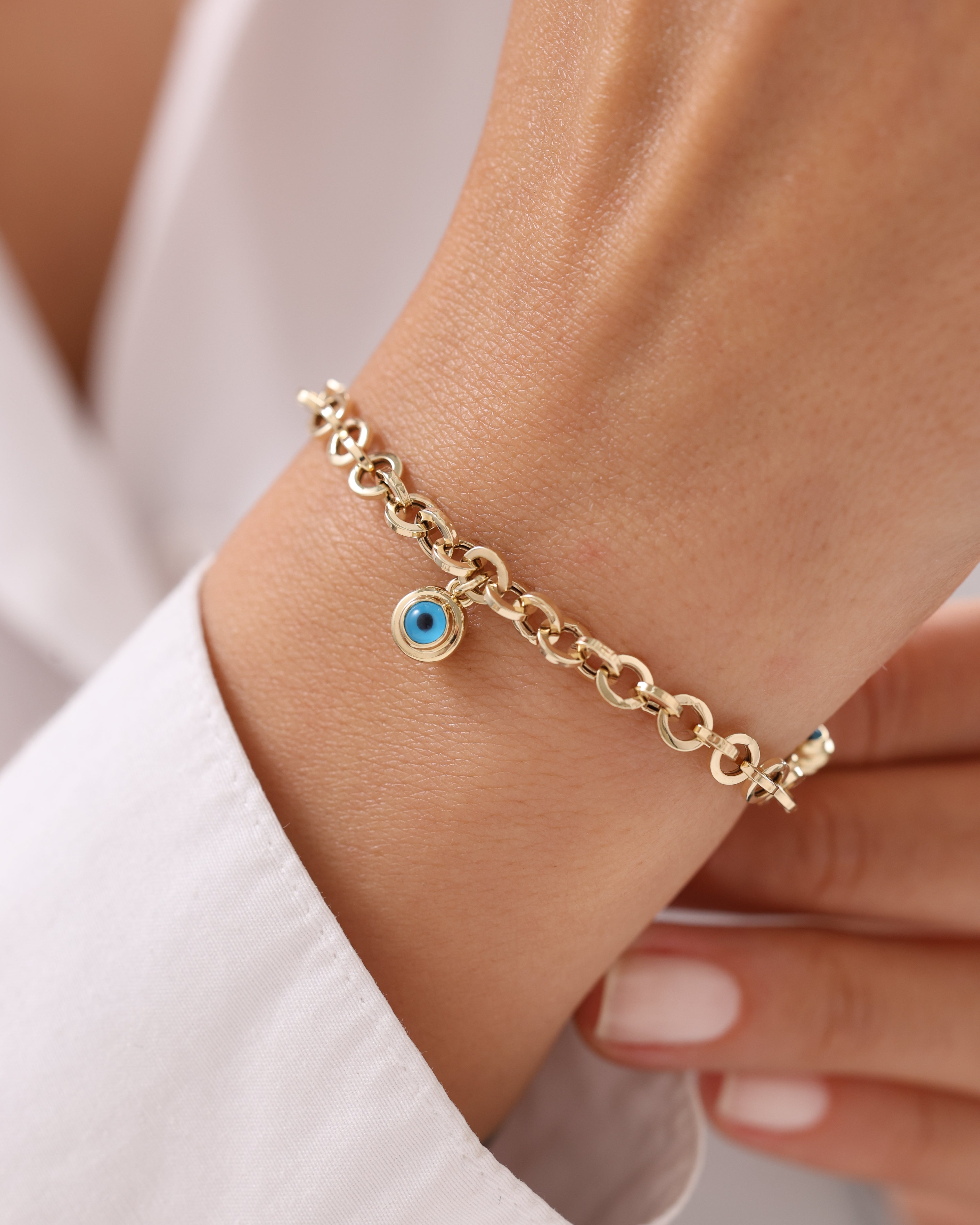 Cetaş Fortuna Nazar Charmlı 14 Ayar Altın Bileklik