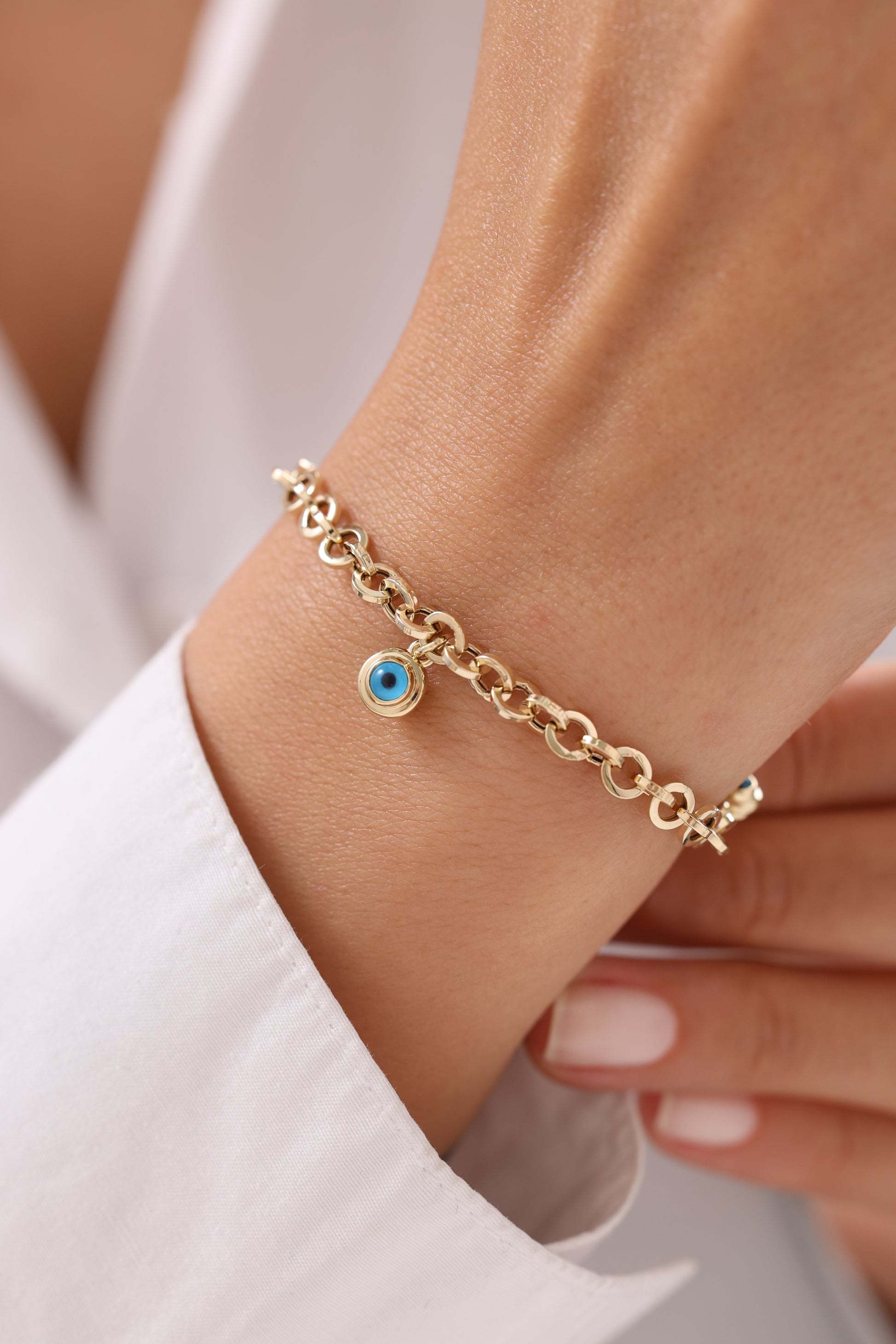 Cetaş Fortuna Nazar Charmlı 14 Ayar Altın Bileklik