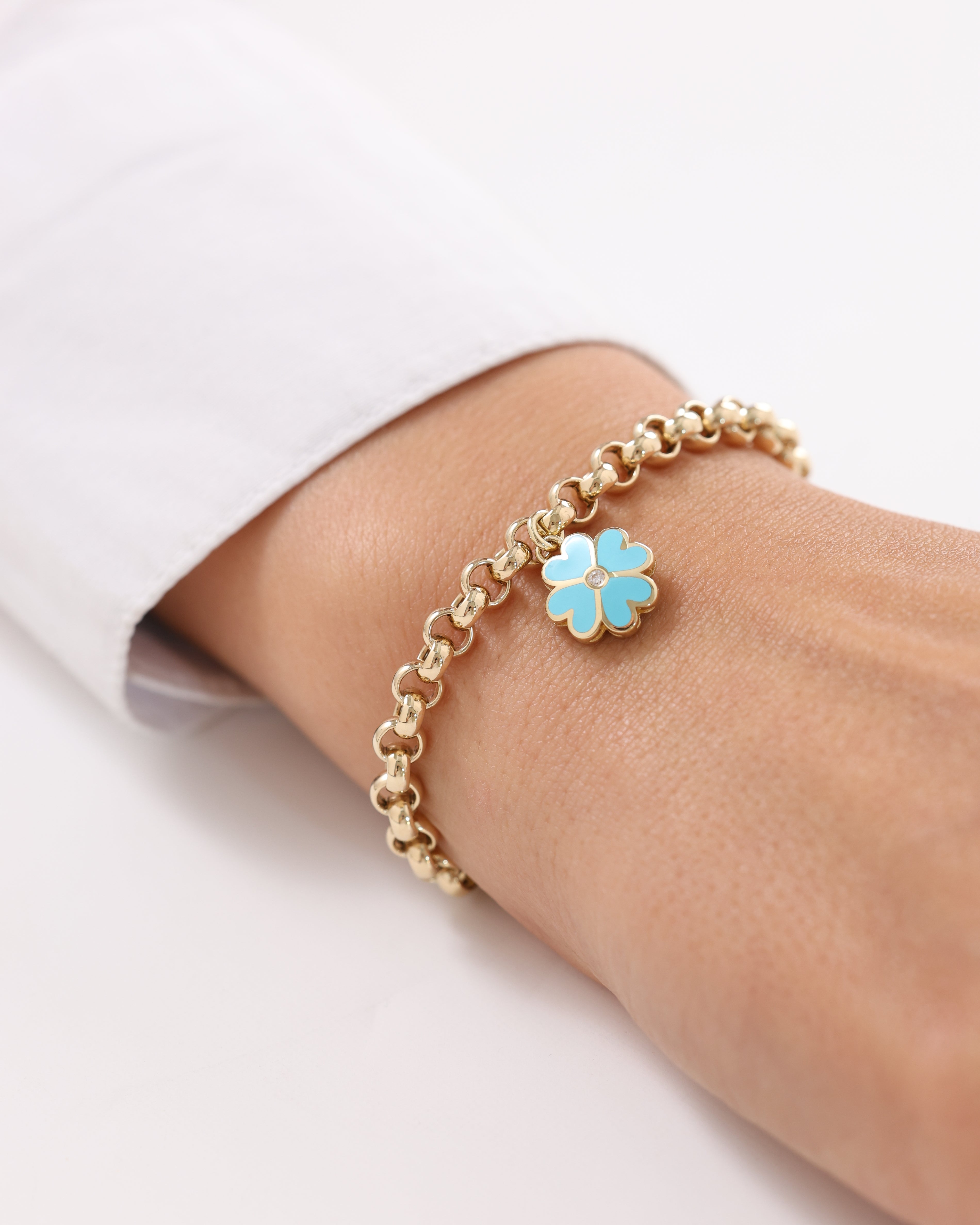 Cetaş Eterna Şans Yoncası Charm 14 Ayar Altın Bileklik