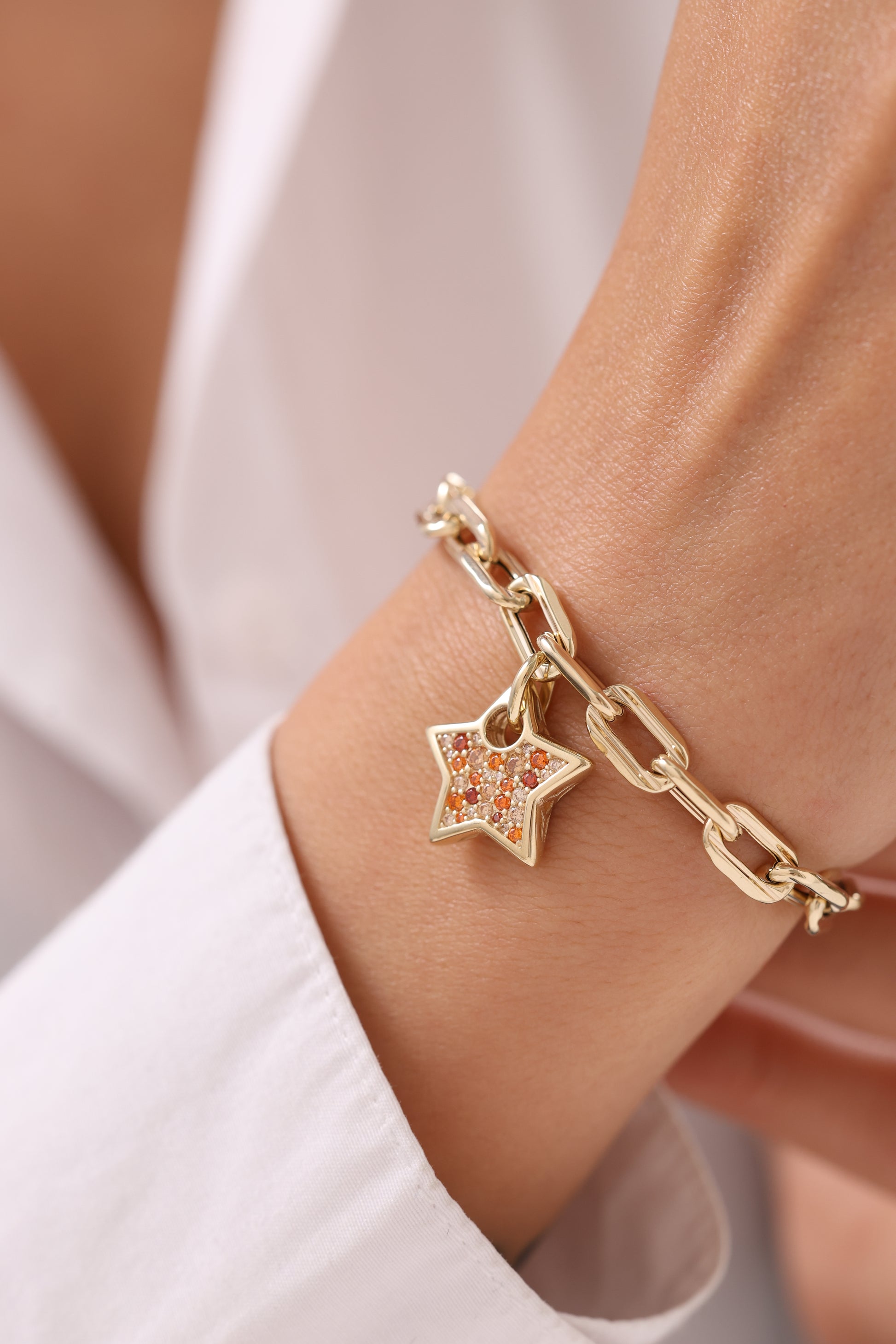 Cetaş Işıltılı Yıldız Charm 14 Ayar Altın Bileklik