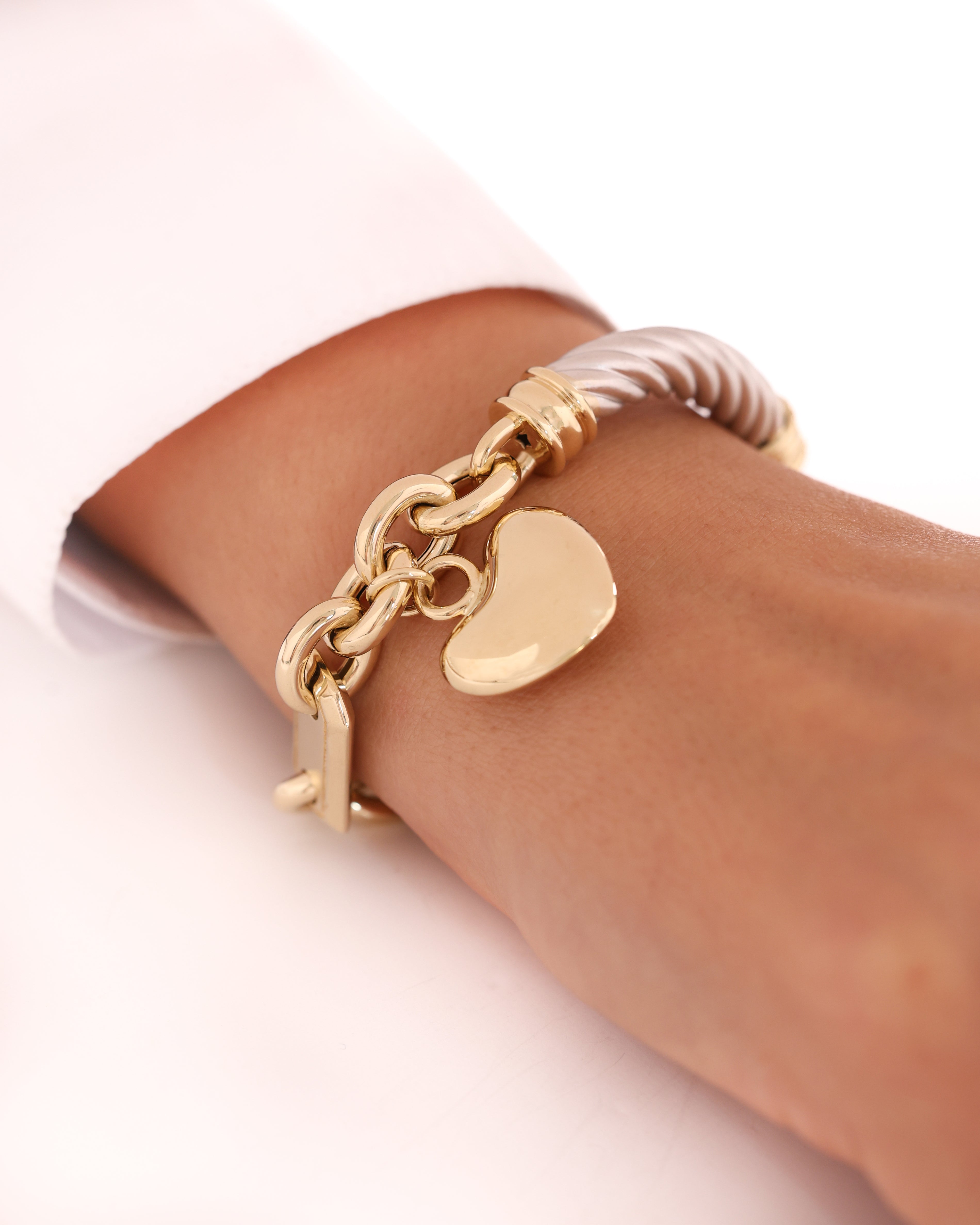 Cetaş Eterna Kalp Charmlı 14 Ayar Altın Bileklik