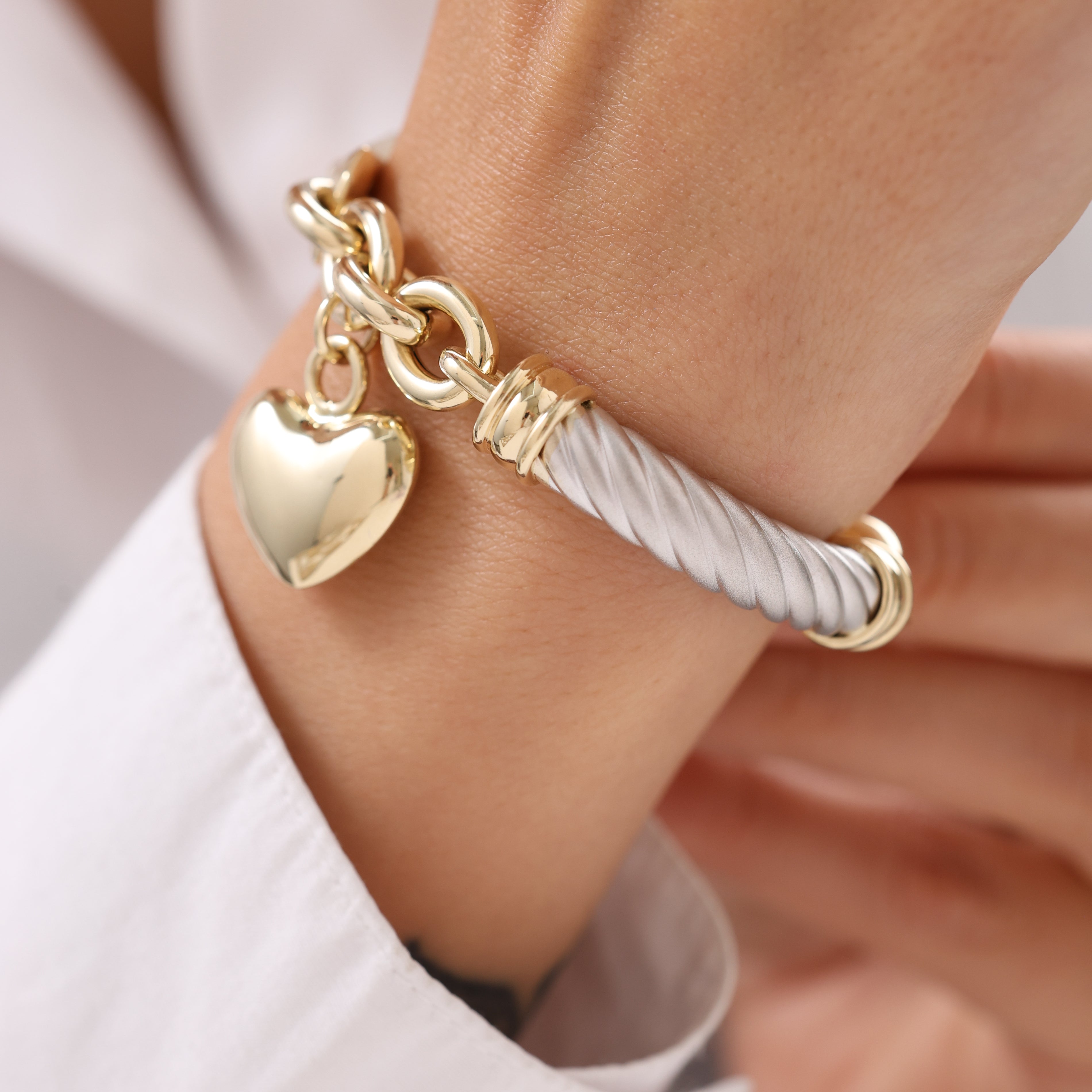 Cetaş Eterna Kalp Charmlı 14 Ayar Altın Bileklik