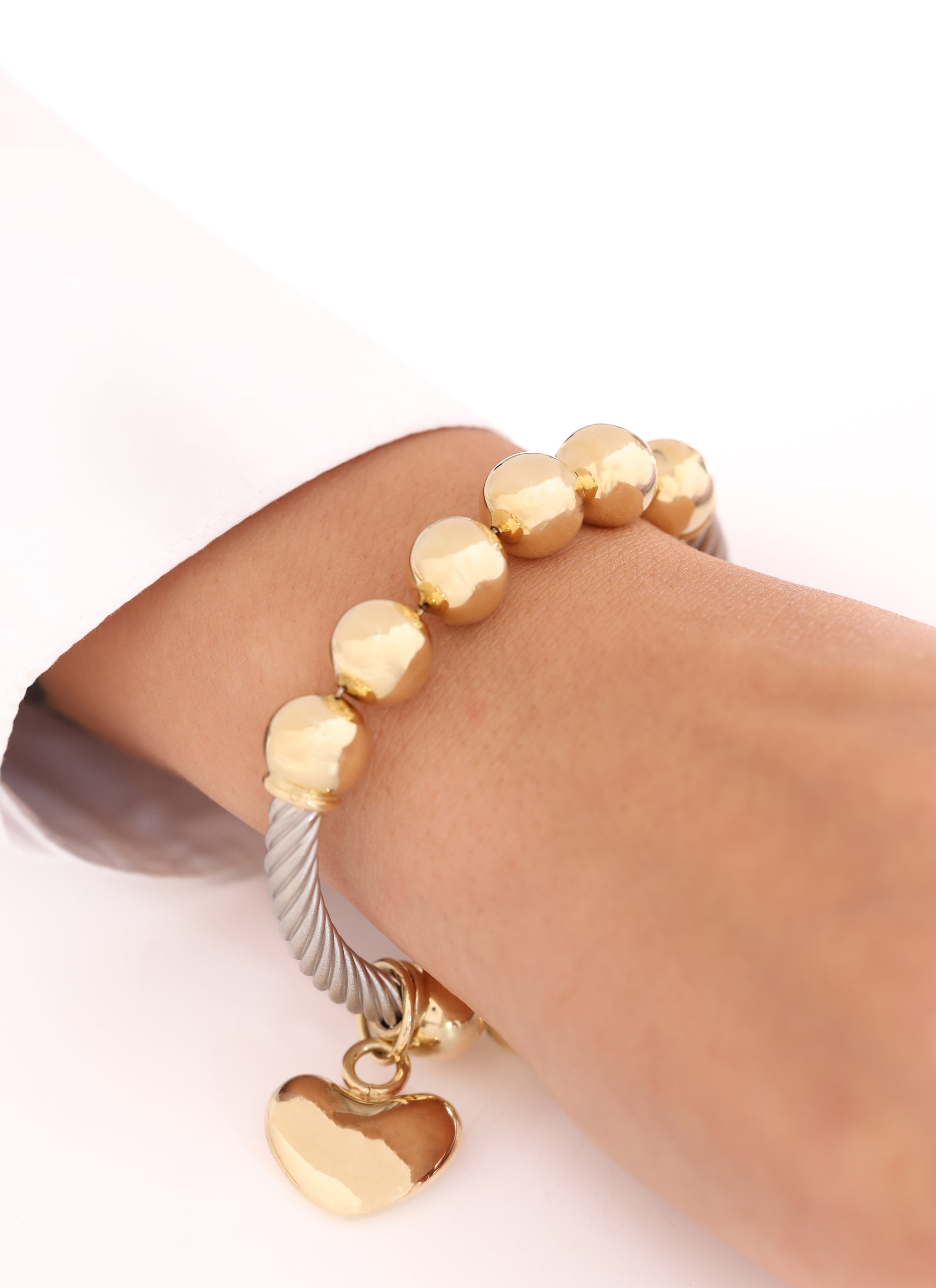 Cetaş Eterna Kalpli Bombeli 14 Ayar Altın Bileklik