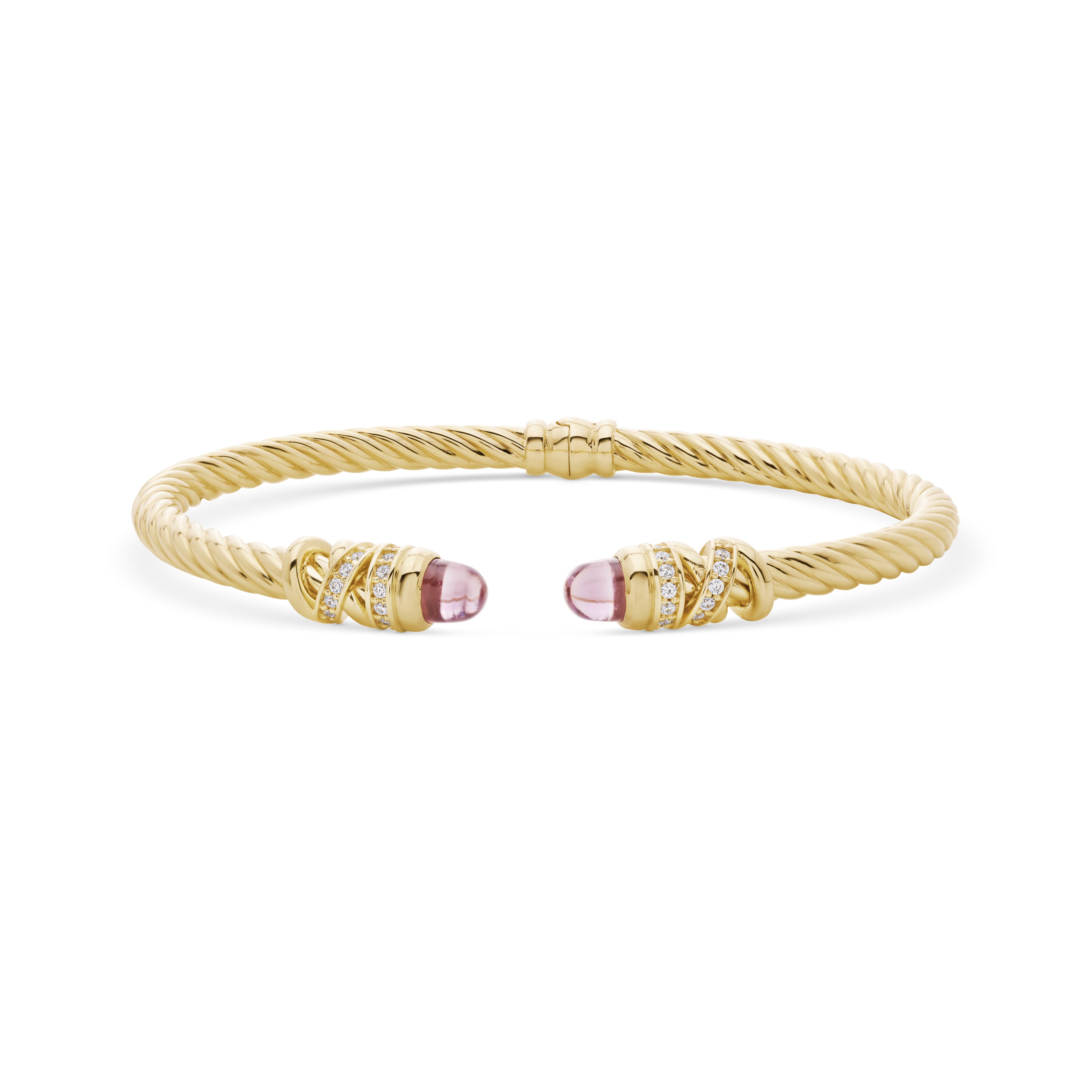 Cetaş Twist Mor Taşlı Burgulu14 Ayar Altın Kelepçe