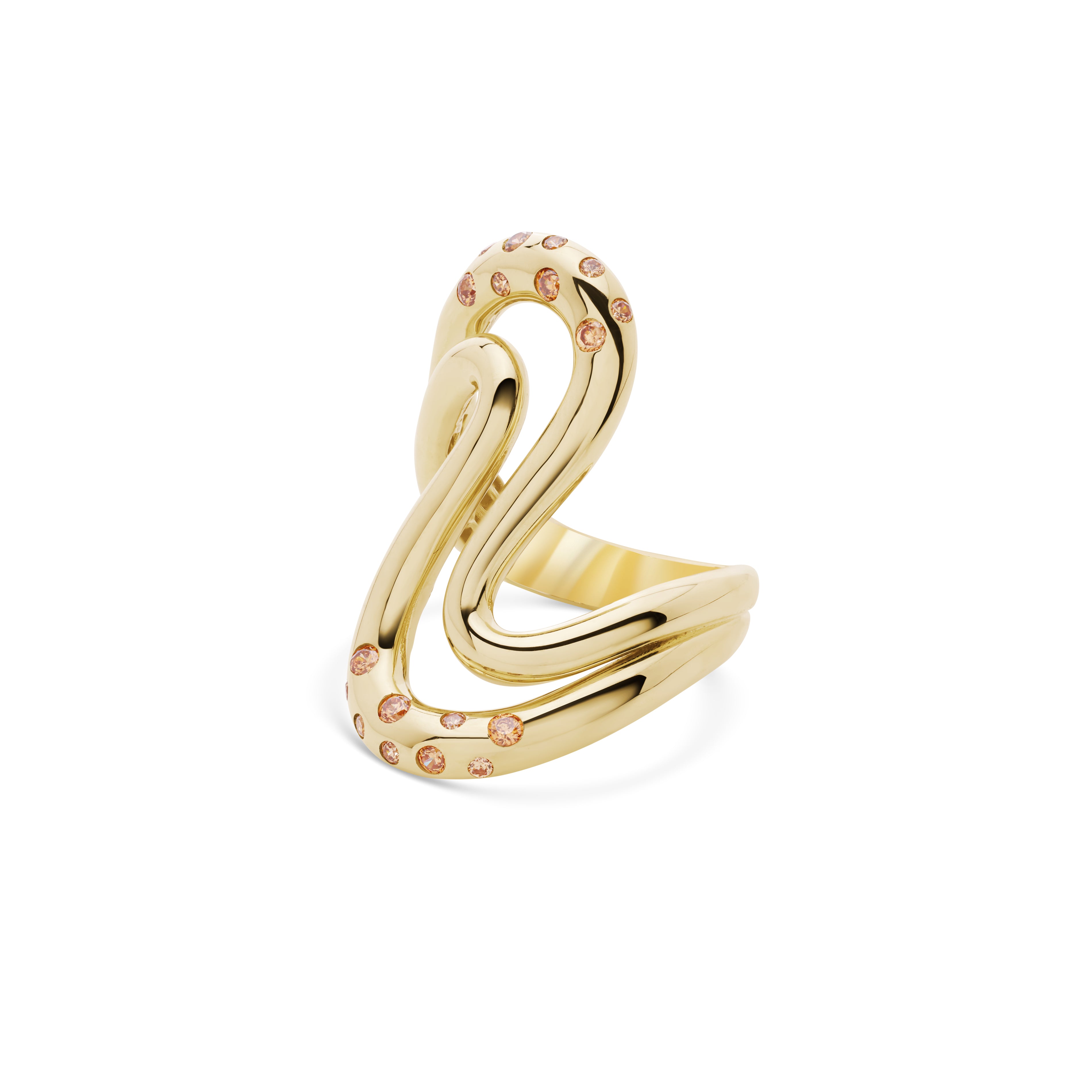 Cetaş Eterna Taşlı Kıvrımlı 14 Ayar Altın Yüzük