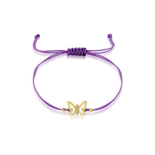 Altın Kelebek Taşlı İpli Bileklik