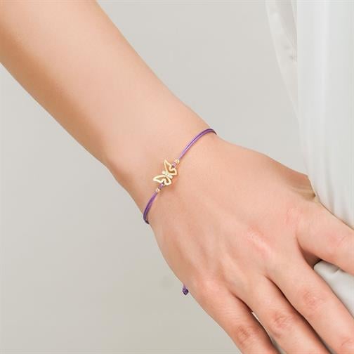 Altın Kelebek Taşlı İpli Bileklik