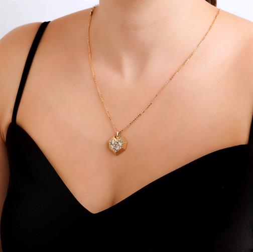 Baget Taşlı Kalp Kolye