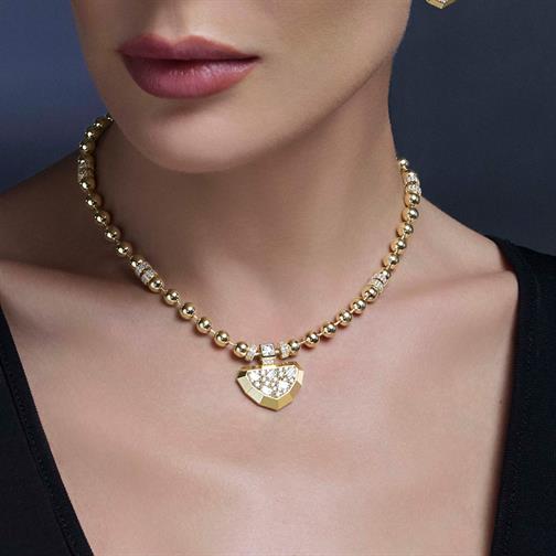 Baget Taşlı Top Top Kolye