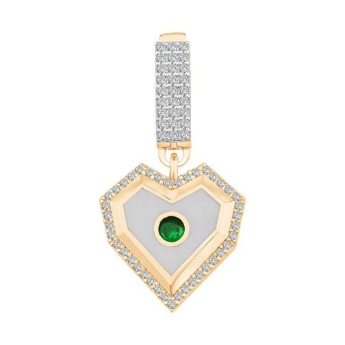 Beyaz Mineli Kalp 9Mm Bileklik Charm