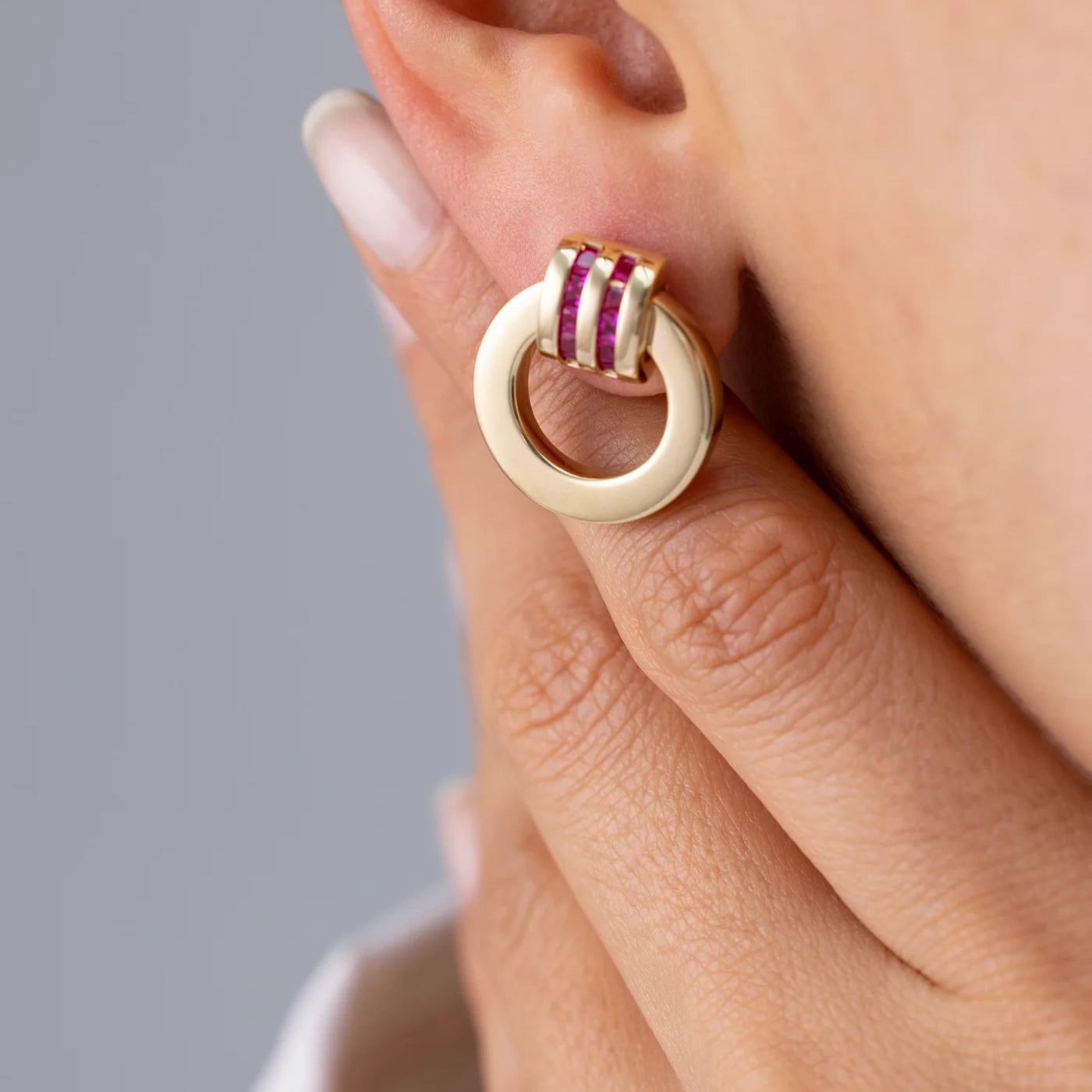 Cetaş Eterna Kırmızı 14 Ayar Altın Küpe