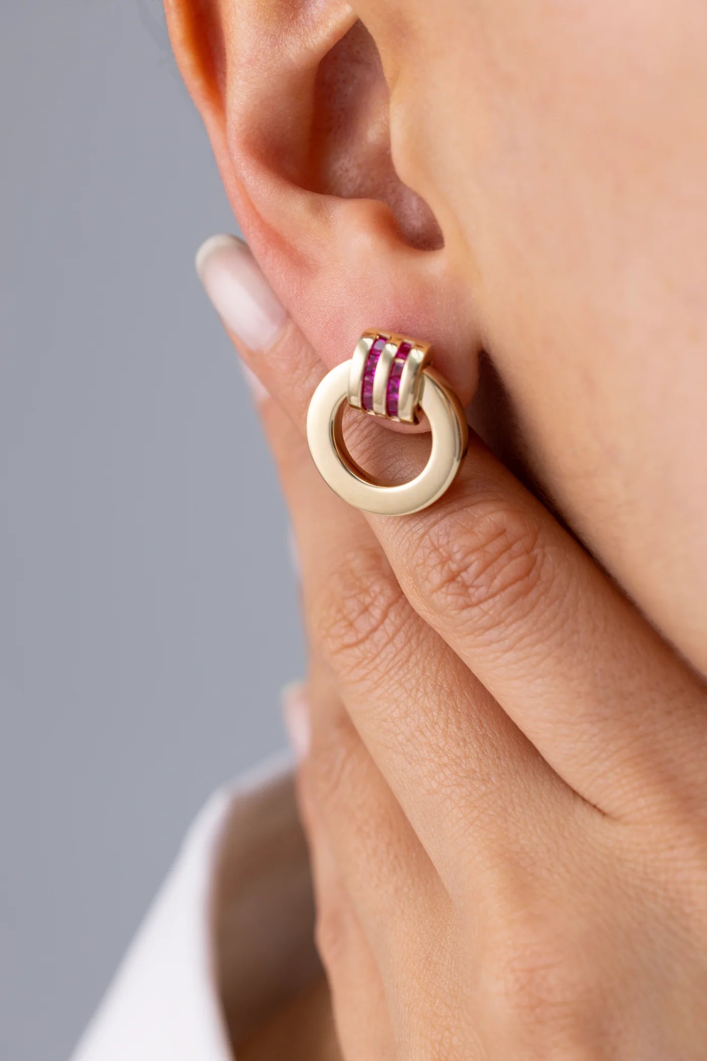 Cetaş Eterna Kırmızı 14 Ayar Altın Küpe