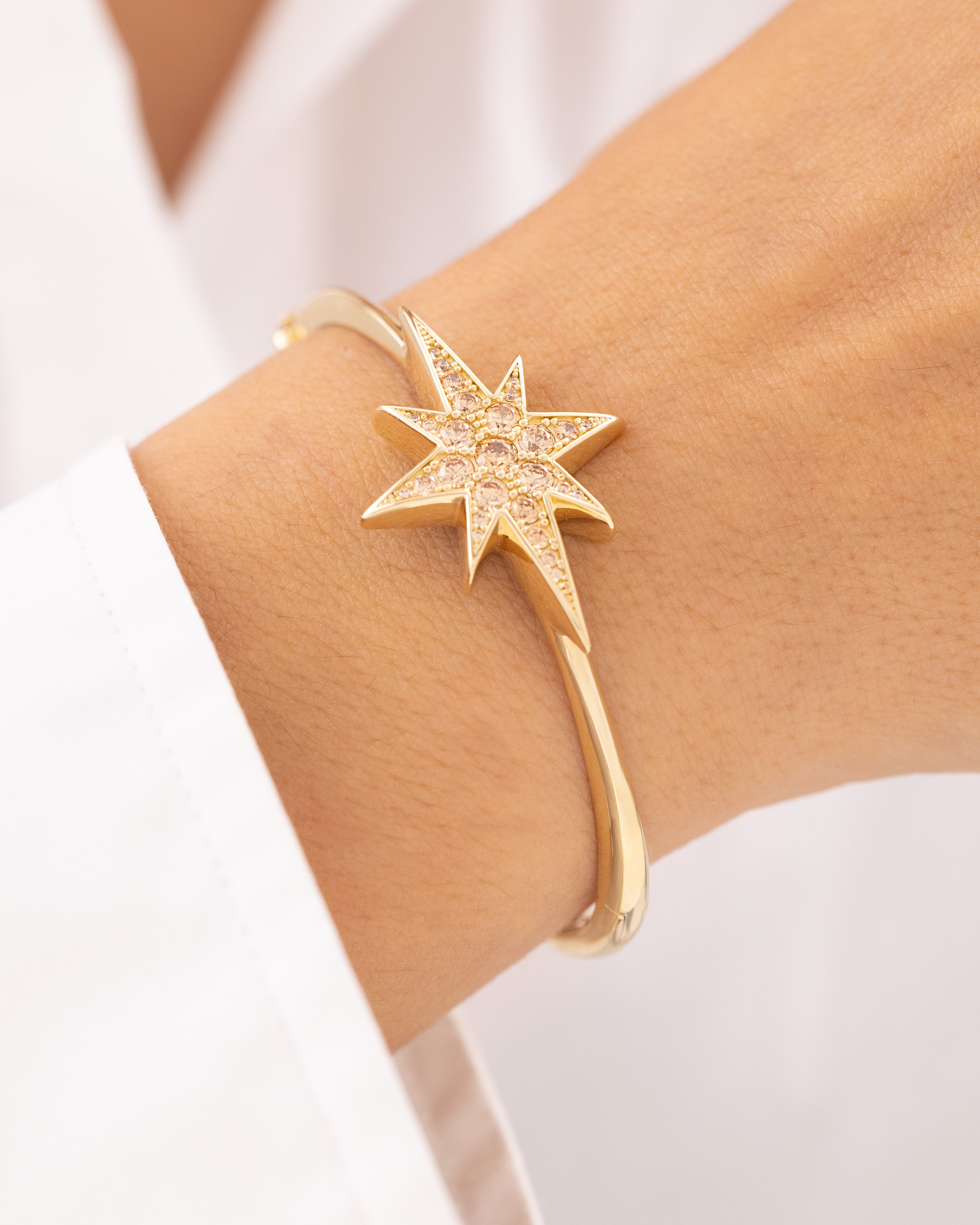 Cetaş Taşlı Yıldız 14 Ayar Altın Kelepçe