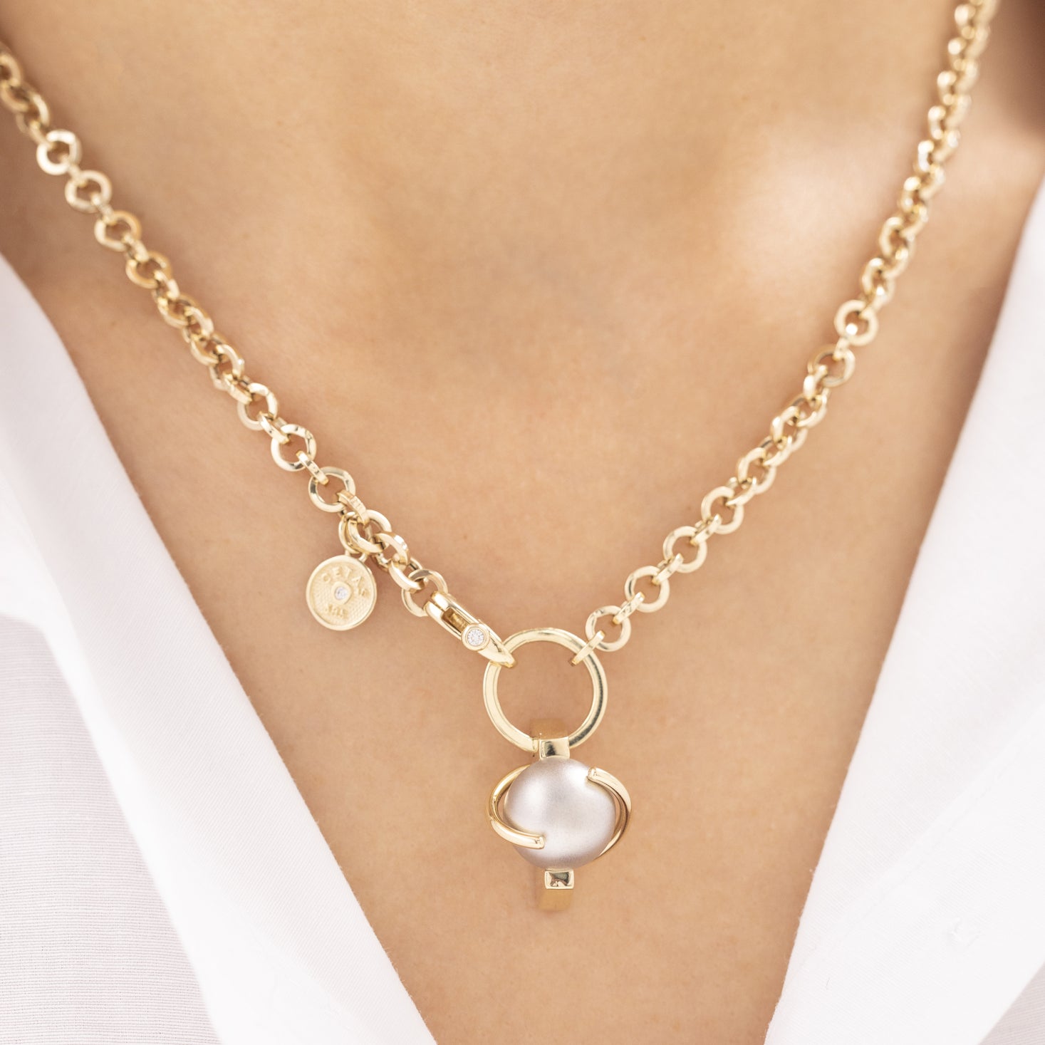 Cetaş Modern Halka 14 Ayar Altın Kolye