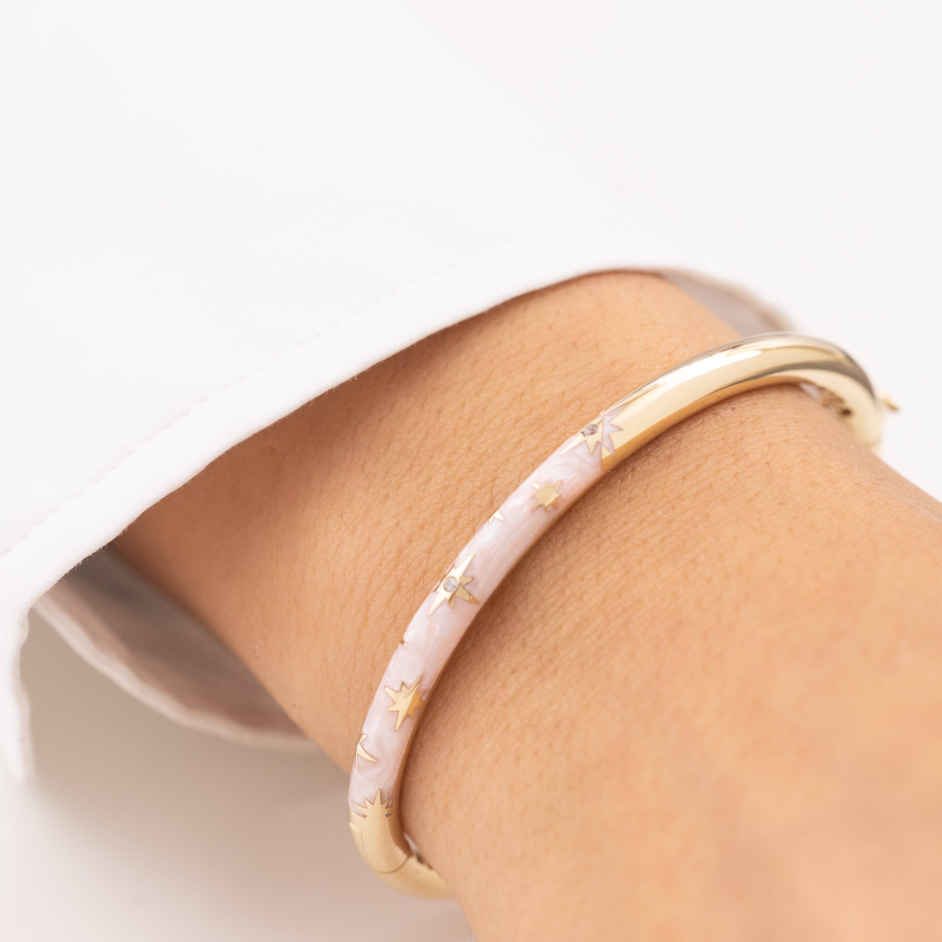 Cetaş Pembe Mineli 14 Ayar Altın Kelepçe