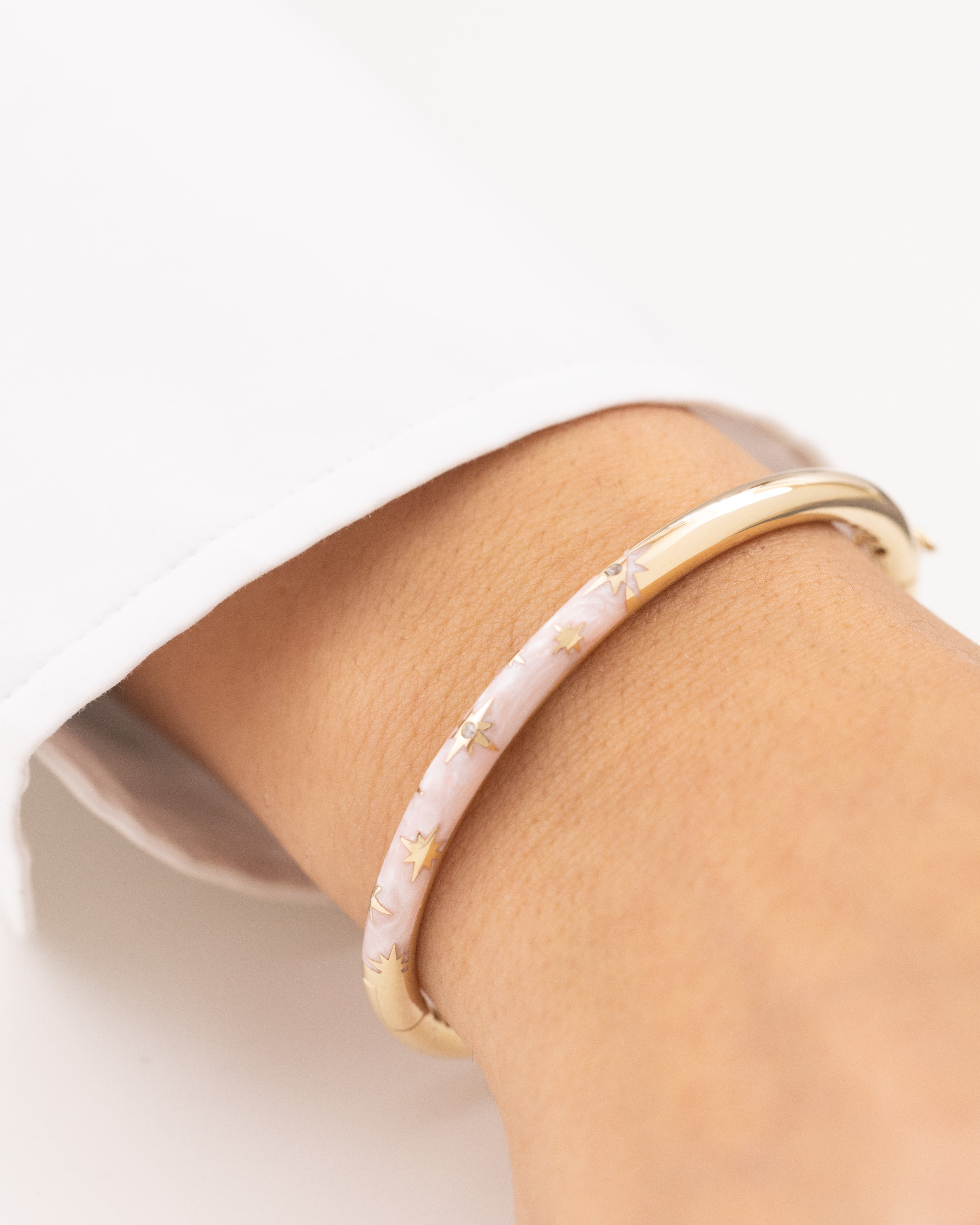 Cetaş Pembe Mineli 14 Ayar Altın Kelepçe