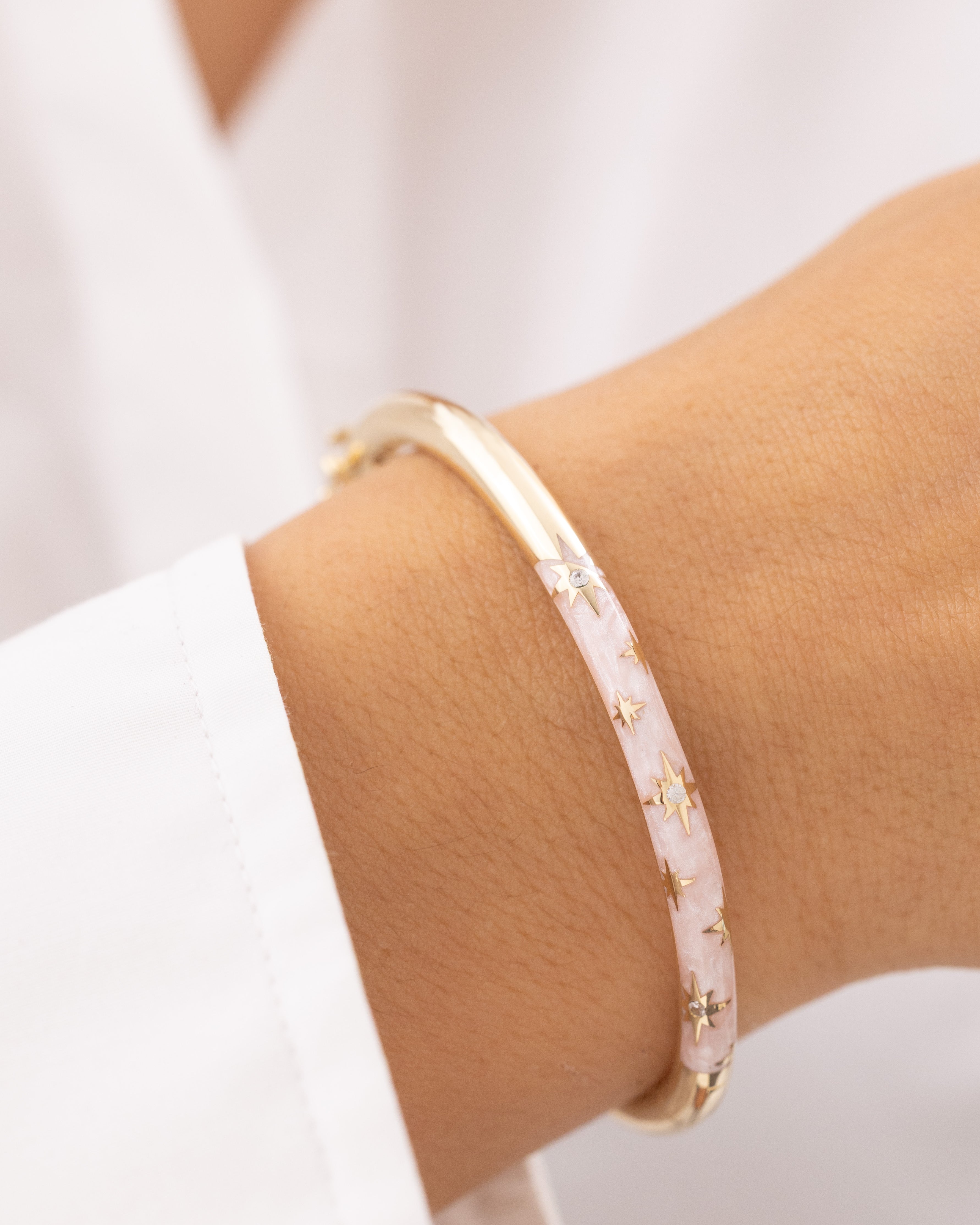 Cetaş Pembe Mineli 14 Ayar Altın Kelepçe