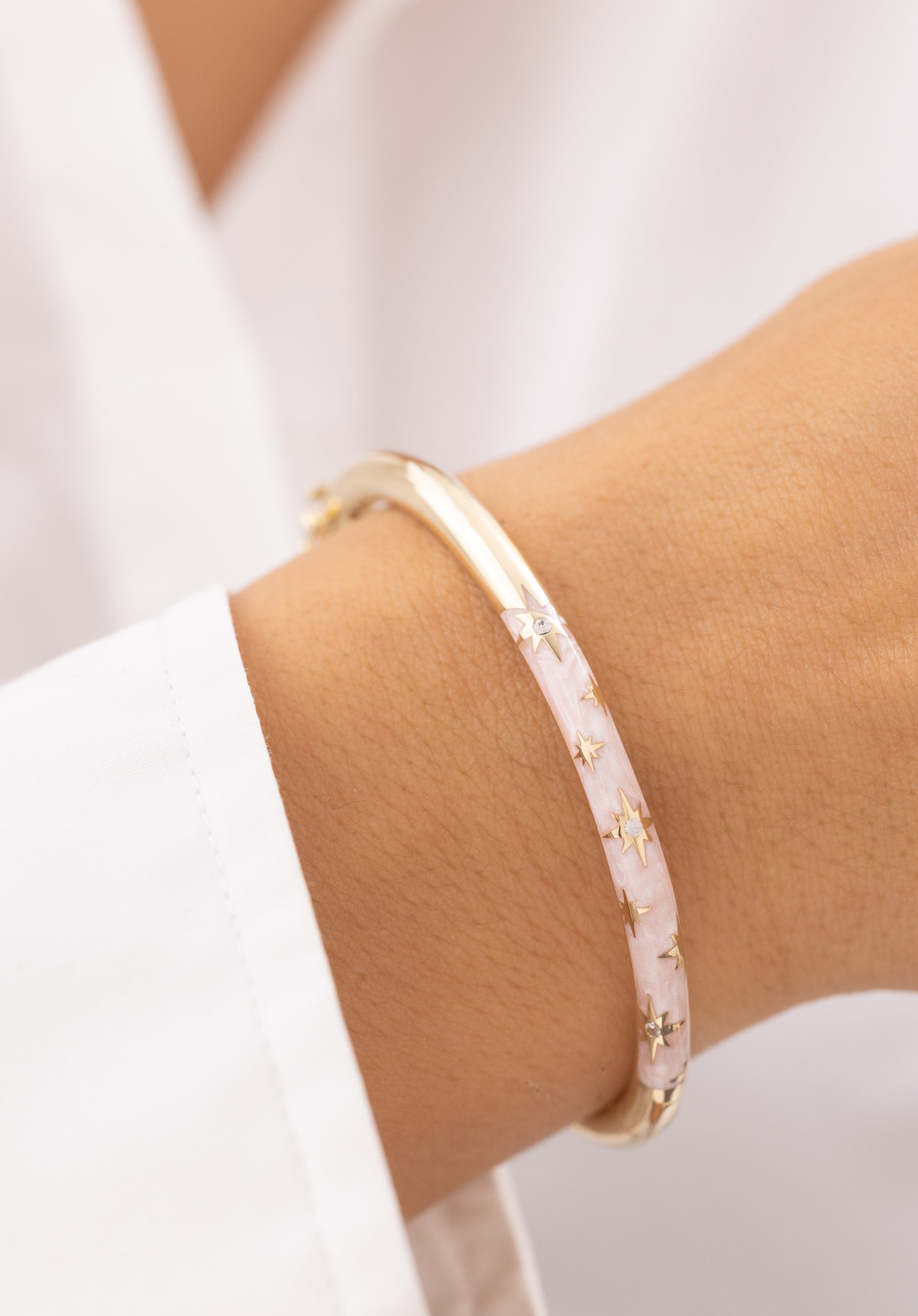 Cetaş Pembe Mineli 14 Ayar Altın Kelepçe