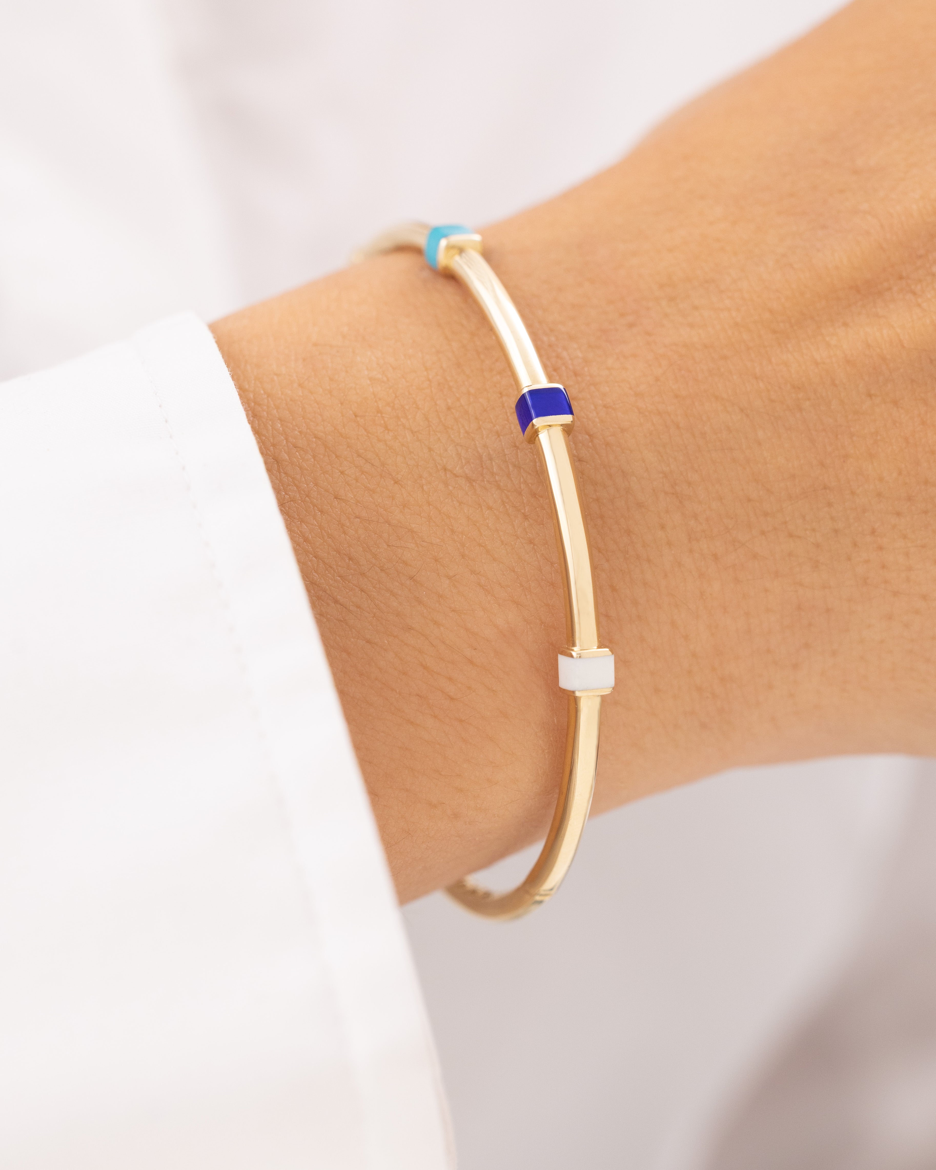 Cetaş Renkli Mineli 14 Ayar Altın Kelepçe