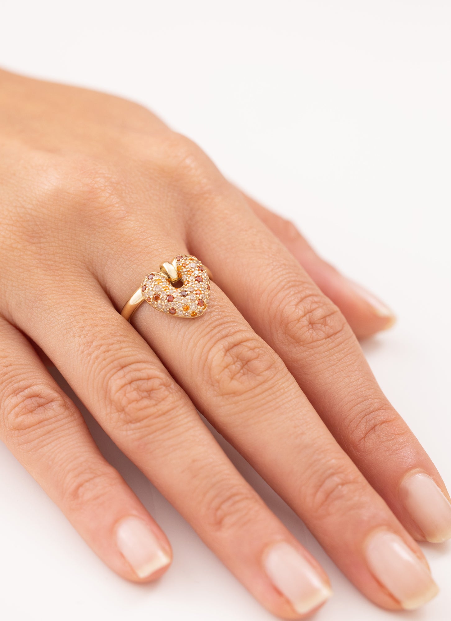 Cetaş Bir Dilek Tut Renkli Taşlı Kalp 14 Ayar Altın Yüzük