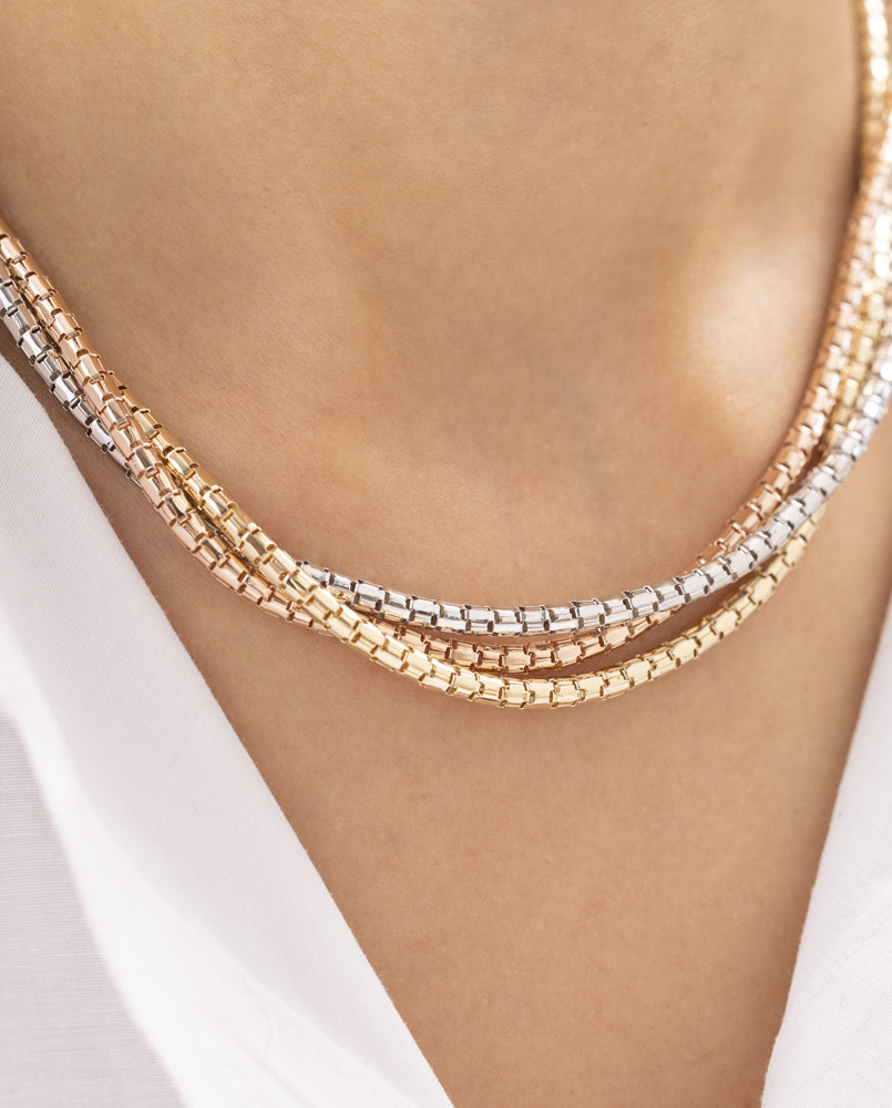 Cetaş Üç Renk 14 Ayar Altın Zincir Kolye