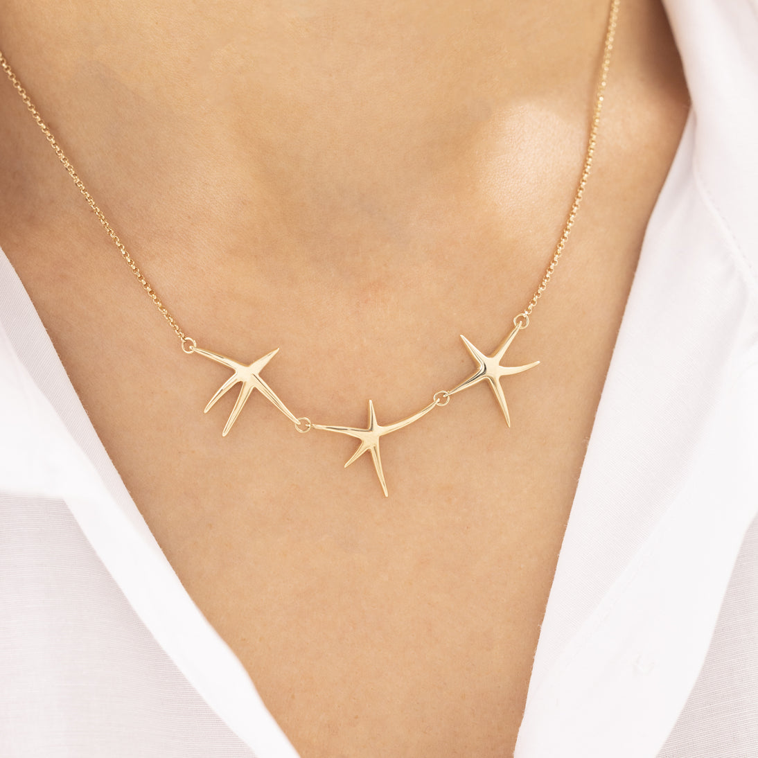 Cetaş Üçlü Yıldız 14 Ayar Altın Kolye