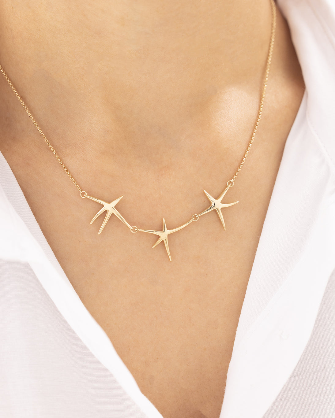 Cetaş Üçlü Yıldız 14 Ayar Altın Kolye