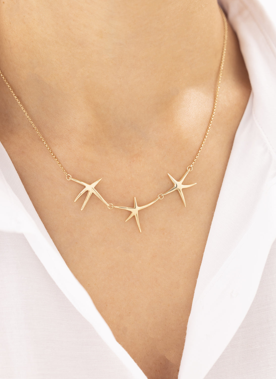 Cetaş Üçlü Yıldız 14 Ayar Altın Kolye