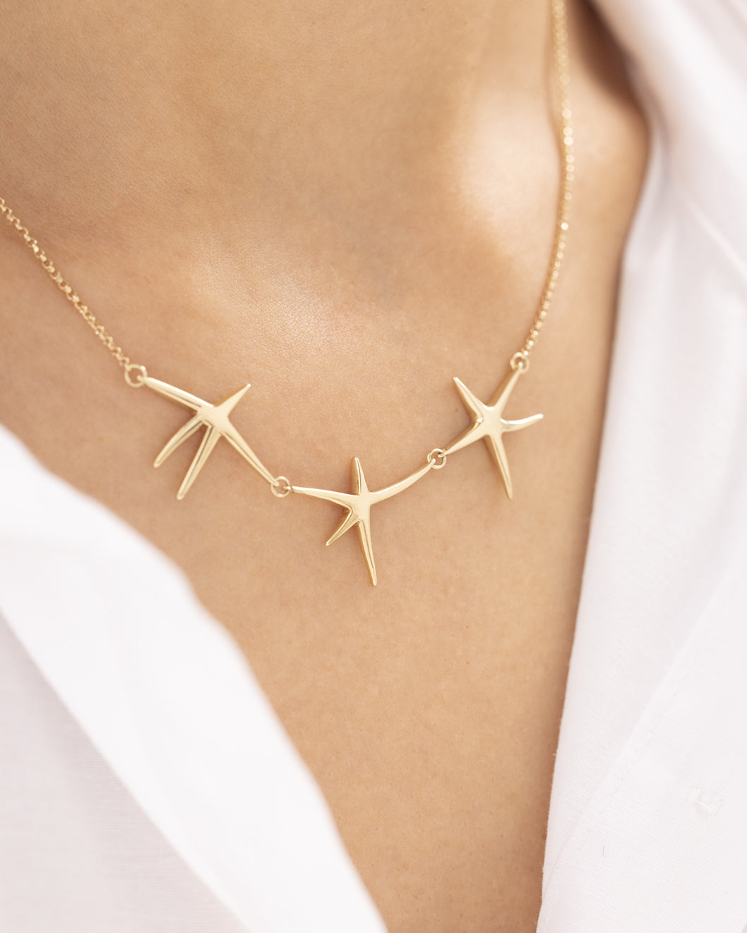 Cetaş Üçlü Yıldız 14 Ayar Altın Kolye