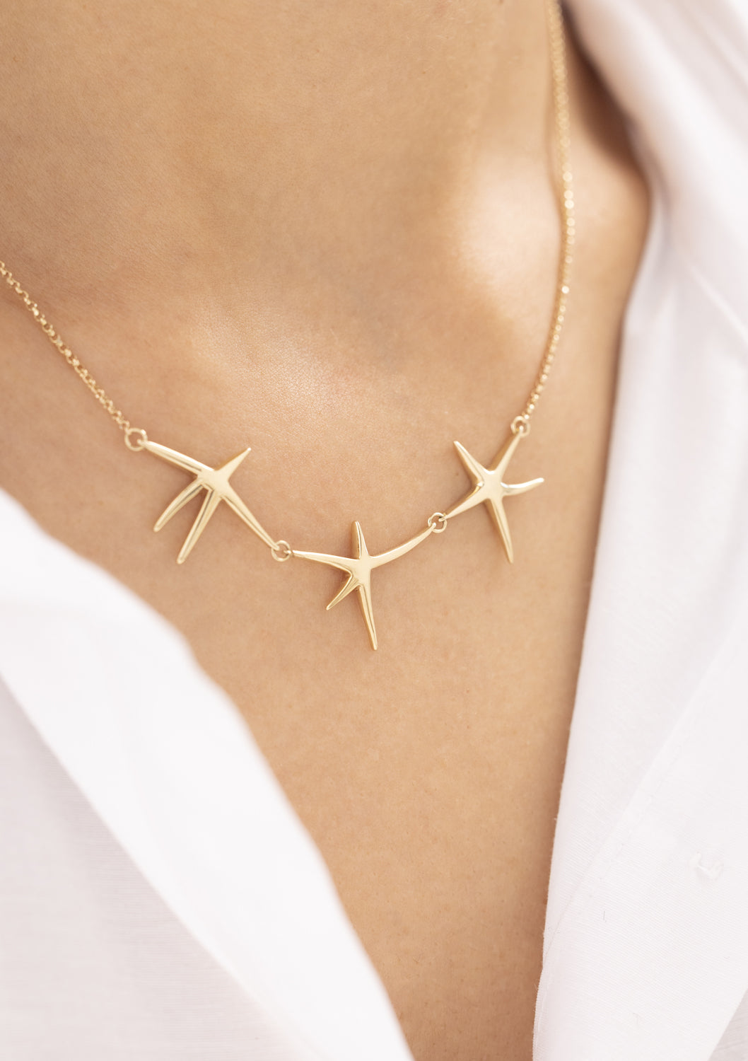 Cetaş Üçlü Yıldız 14 Ayar Altın Kolye