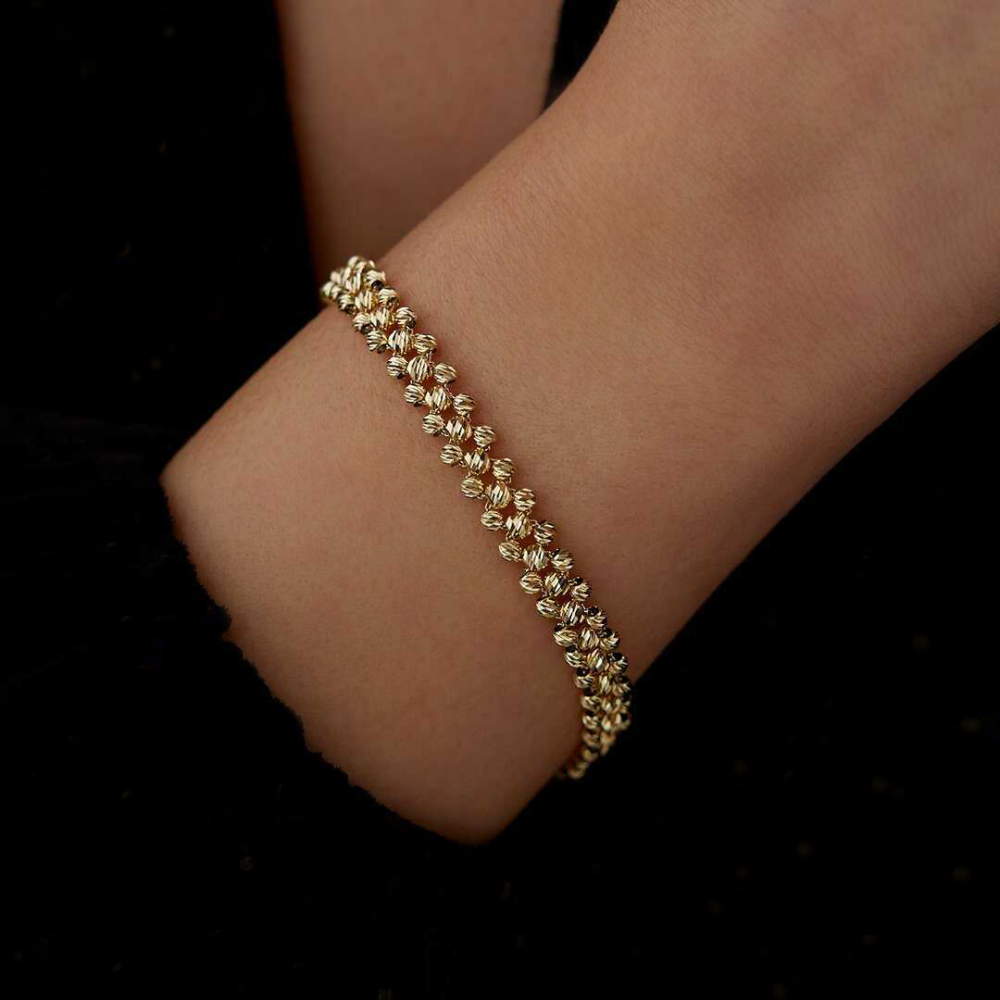 Dorika Örgü 8 Ayar Altın Bileklik