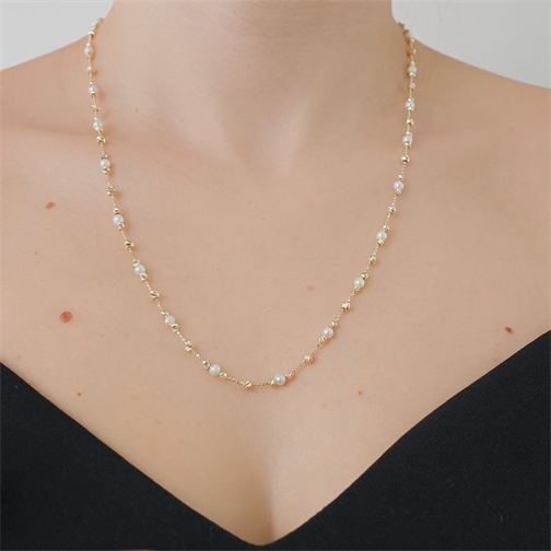 İnci Top Top Altın Kolye