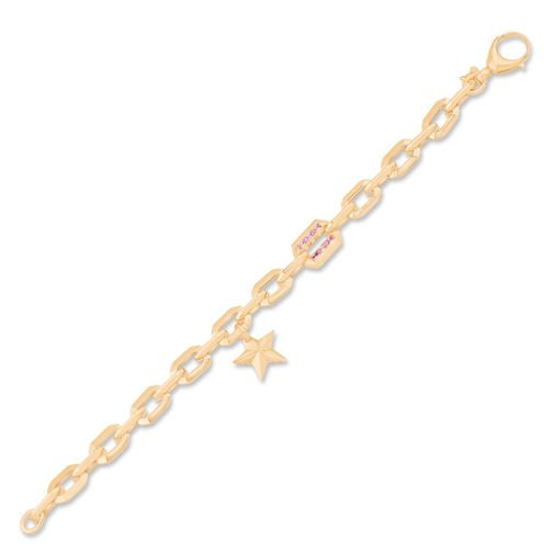 İtalyan Tasarım Pembe Taş Detaylı Yıldız Bileklik