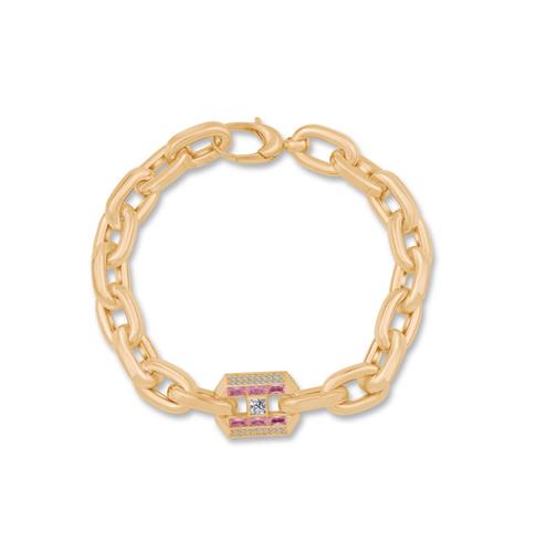İtalyan Tasarım Pembe Taşlı Detaylı Bileklik