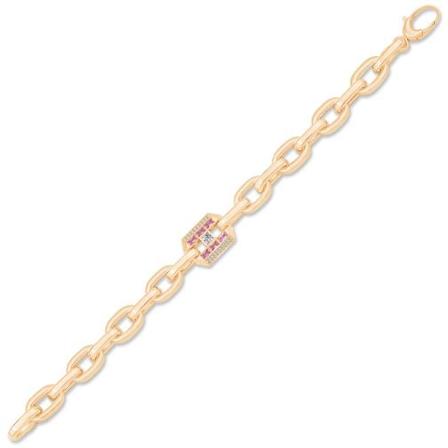 İtalyan Tasarım Pembe Taşlı Detaylı Bileklik