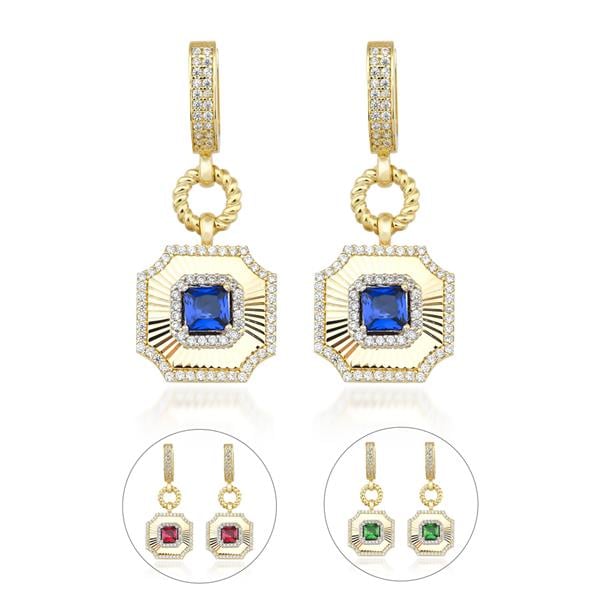 Kalemli Safir Taşlı Küpe