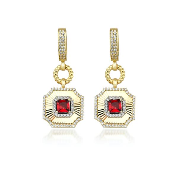 Kalemli Safir Taşlı Küpe