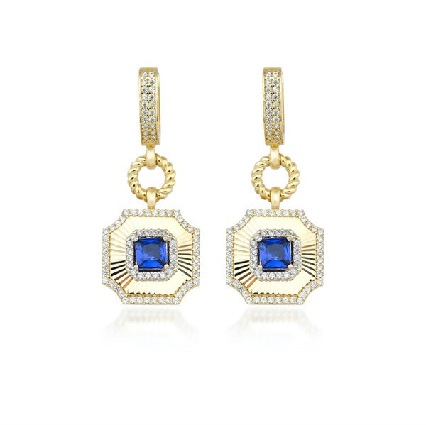 Kalemli Safir Taşlı Küpe