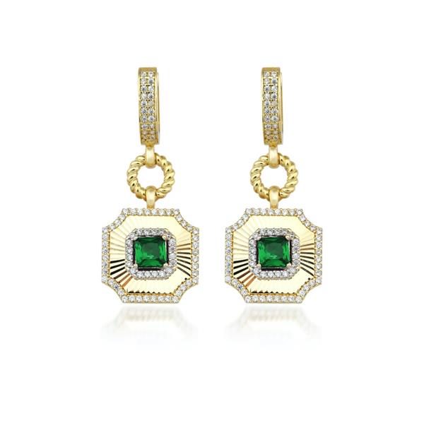 Kalemli Safir Taşlı Küpe