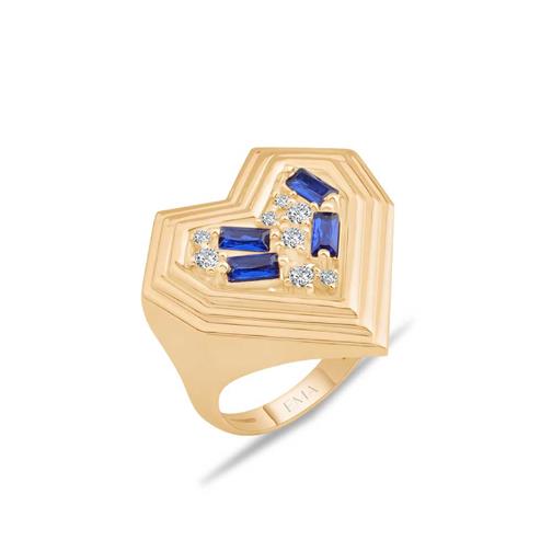 Kalp Yeşil Baget Taşlı Yüzük