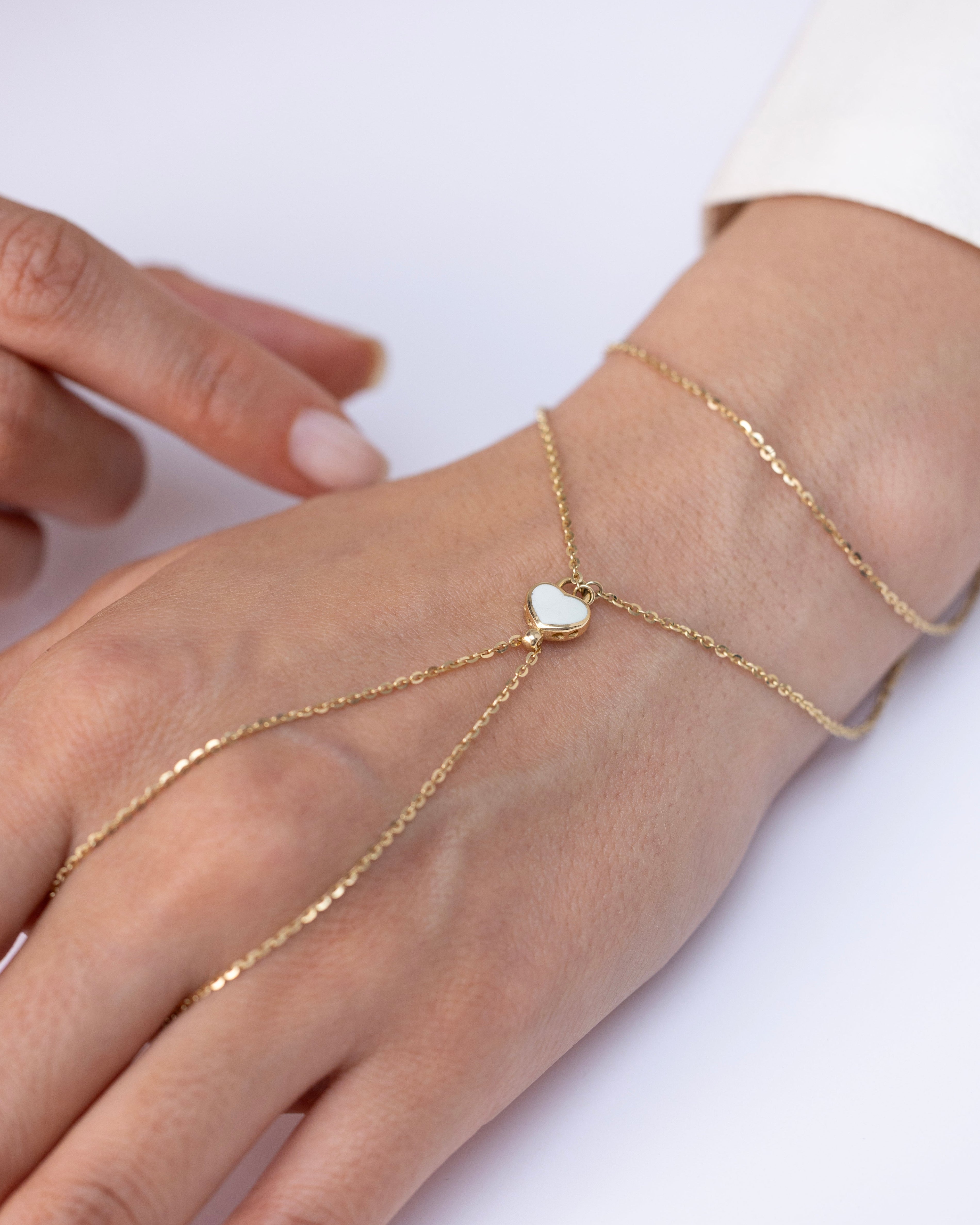 Cetaş Beyaz Kalp Mineli 14 Ayar Altın Şahmeran