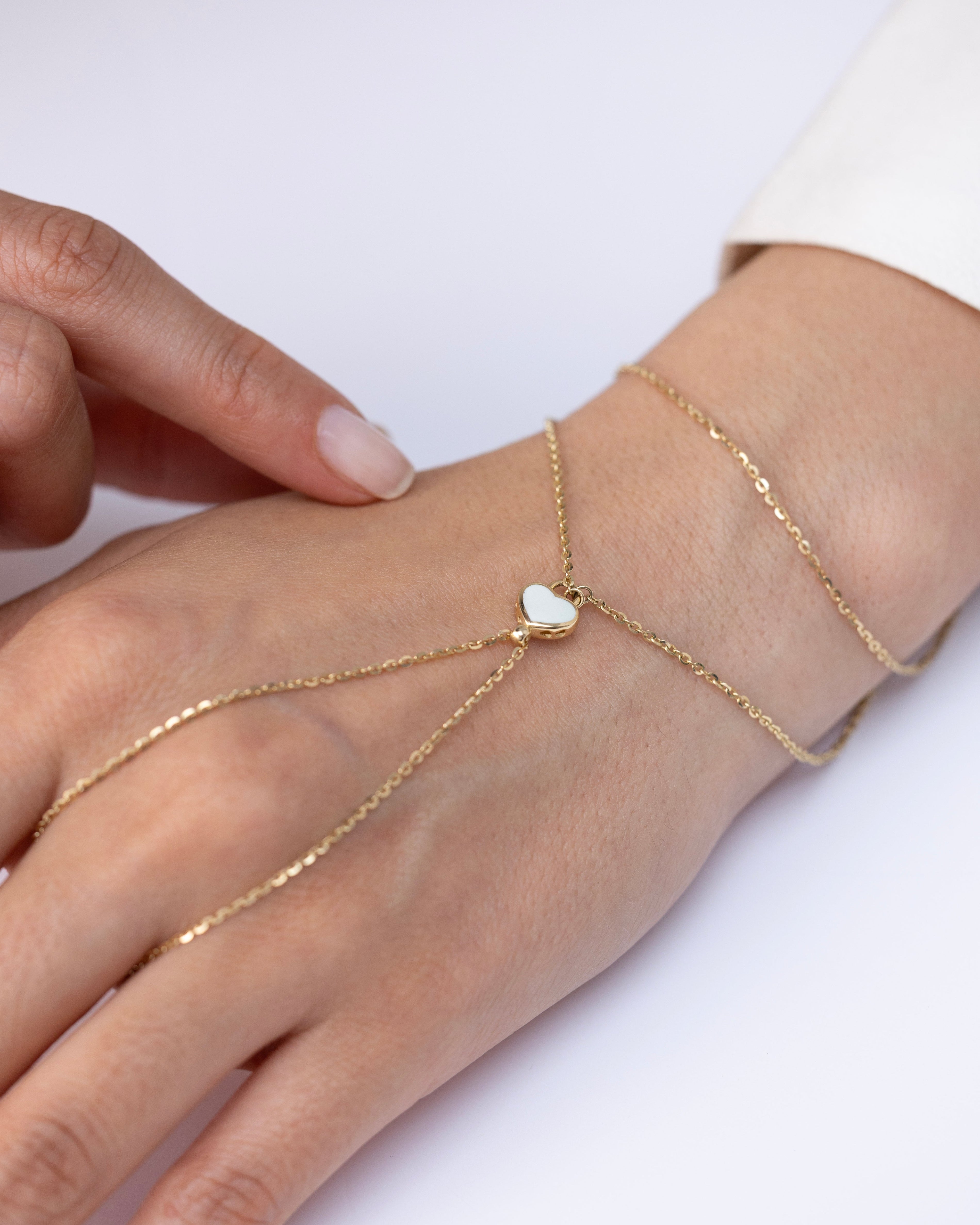 Cetaş Beyaz Kalp Mineli 14 Ayar Altın Şahmeran