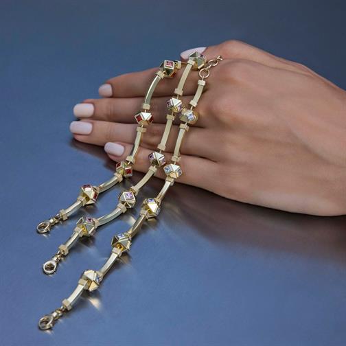 Kare Taşlı Silindir Kolye